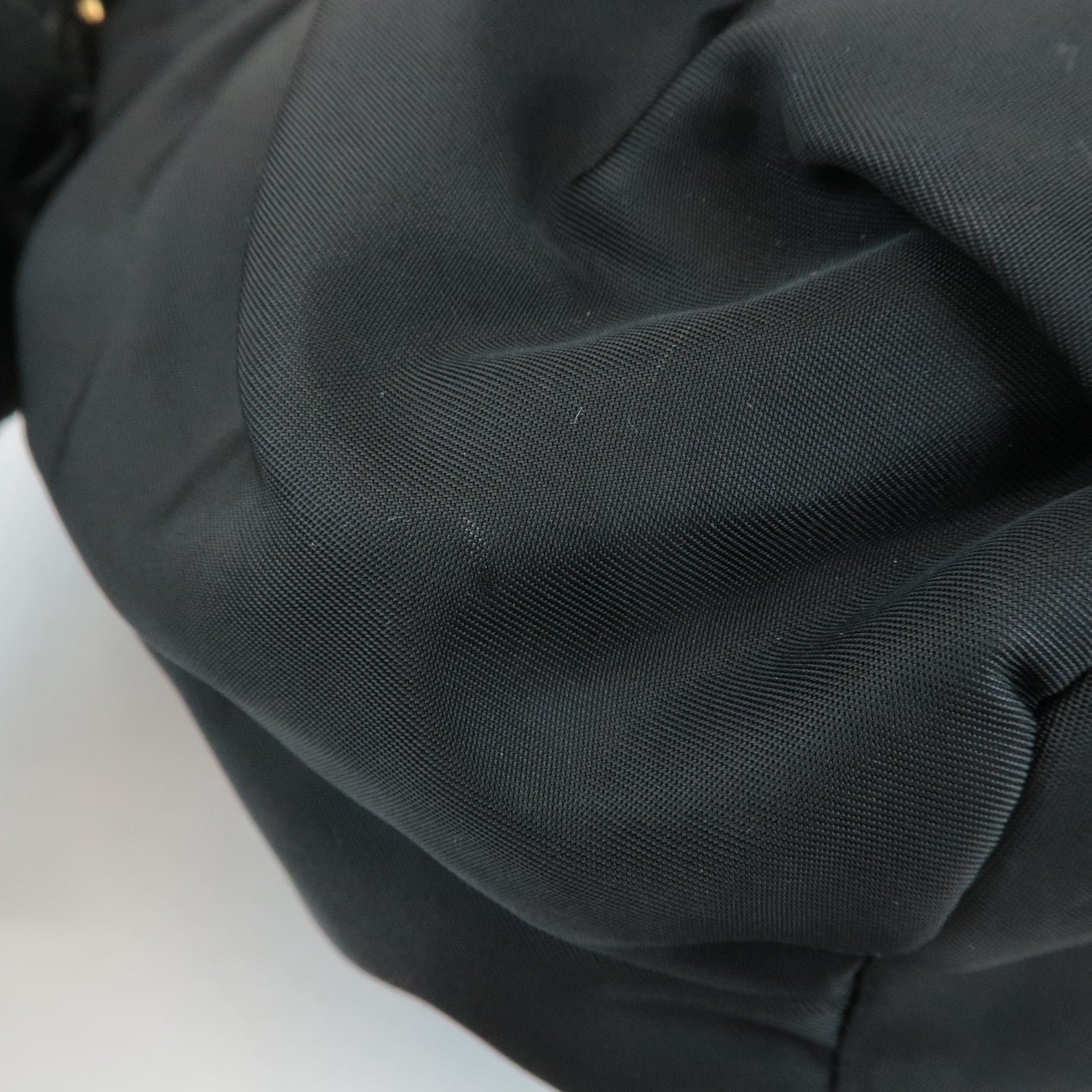 PRADA Ribbon Leather Nylon Shoulder Bag Hand Bag Black