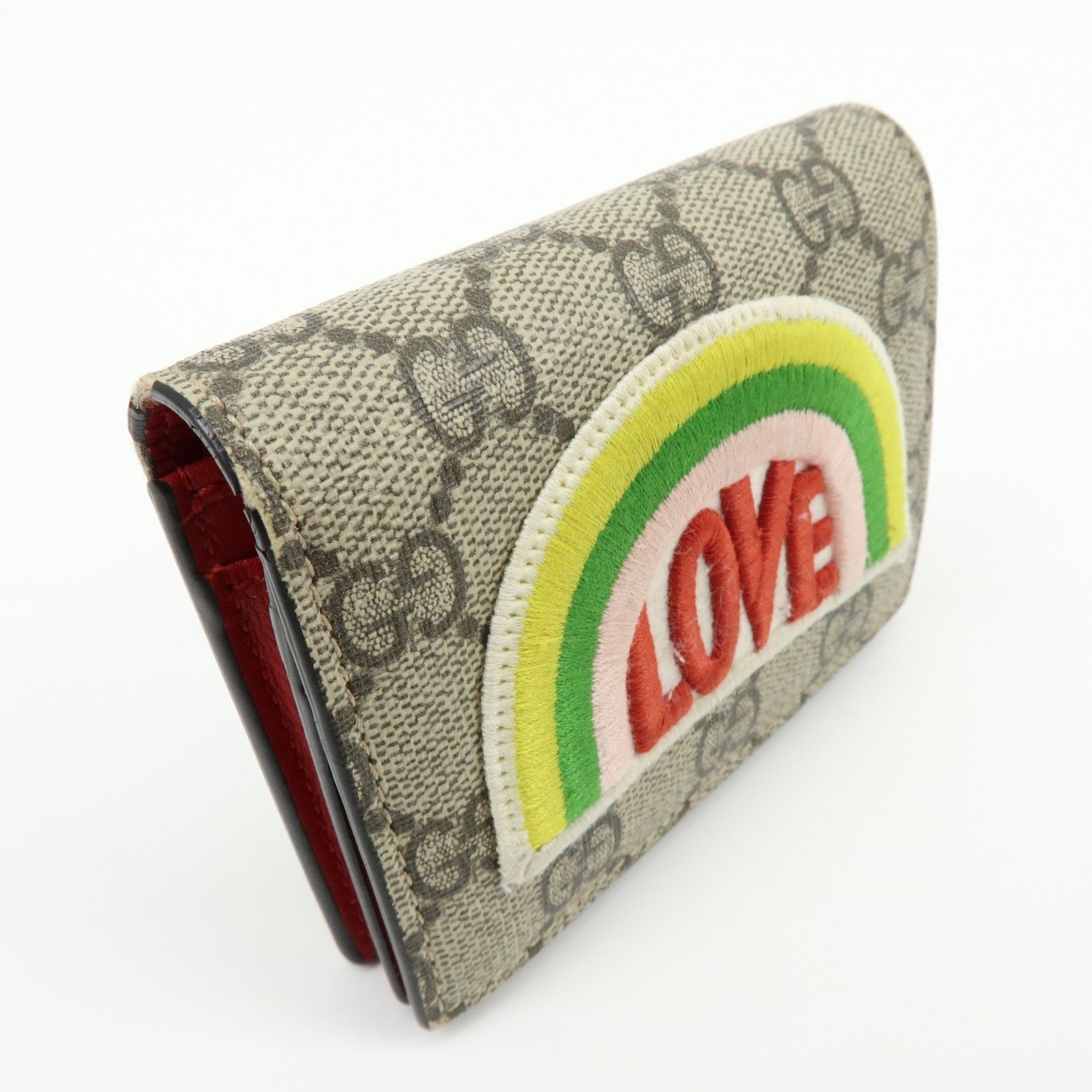 GUCCI LOVE Rainbow GG Supreme PVC Leather Compact Wallet 476412