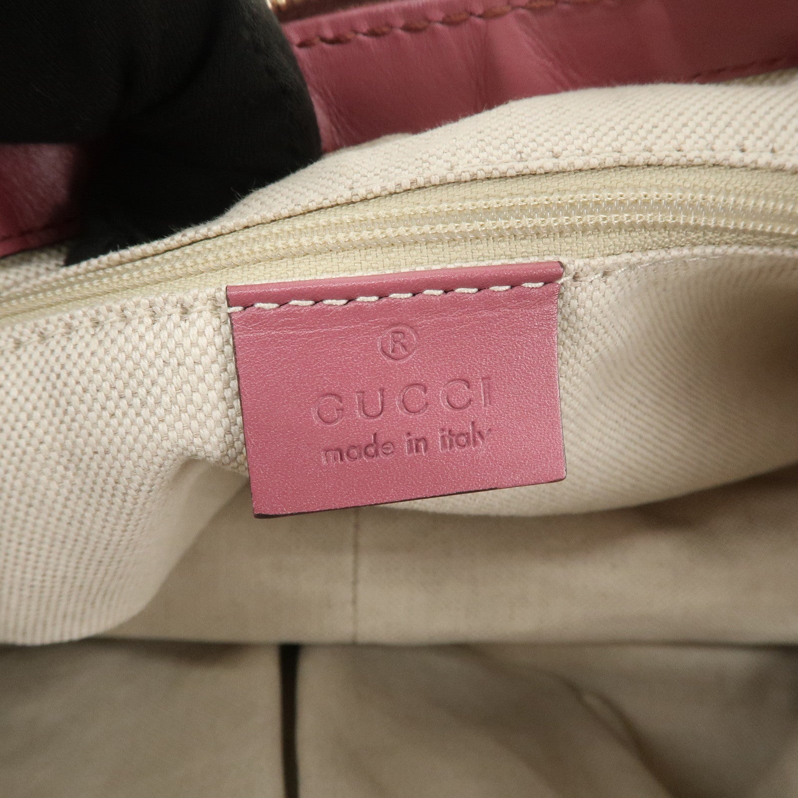 GUCCI Sukey Interlocking G GG Canvas Leather Shoulder Bag Beige