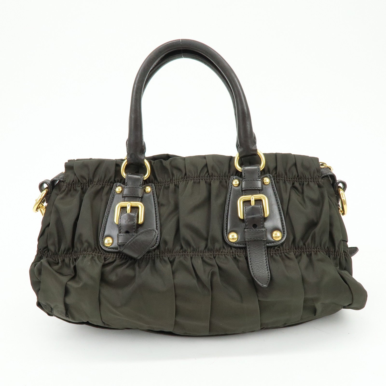 PRADA Nylon 2Way Bag Hand Bag Shoulder Bag Khaki Brown BN2346