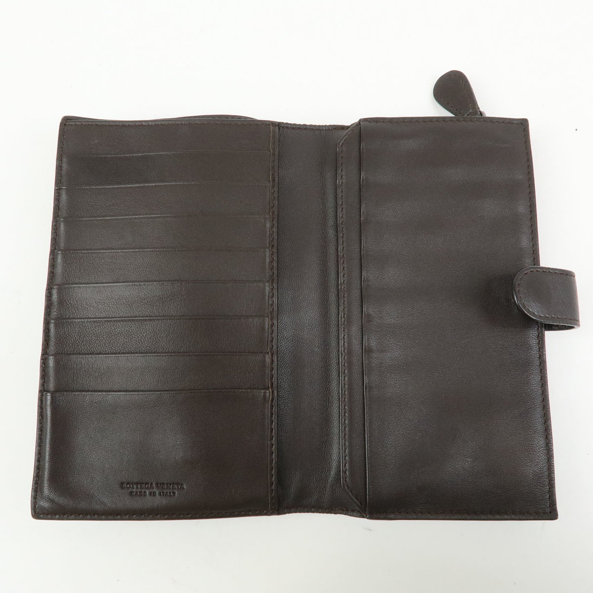 BOTTEGA VENETA Intrecciato Leather Bi-fold Long Wallet Brown