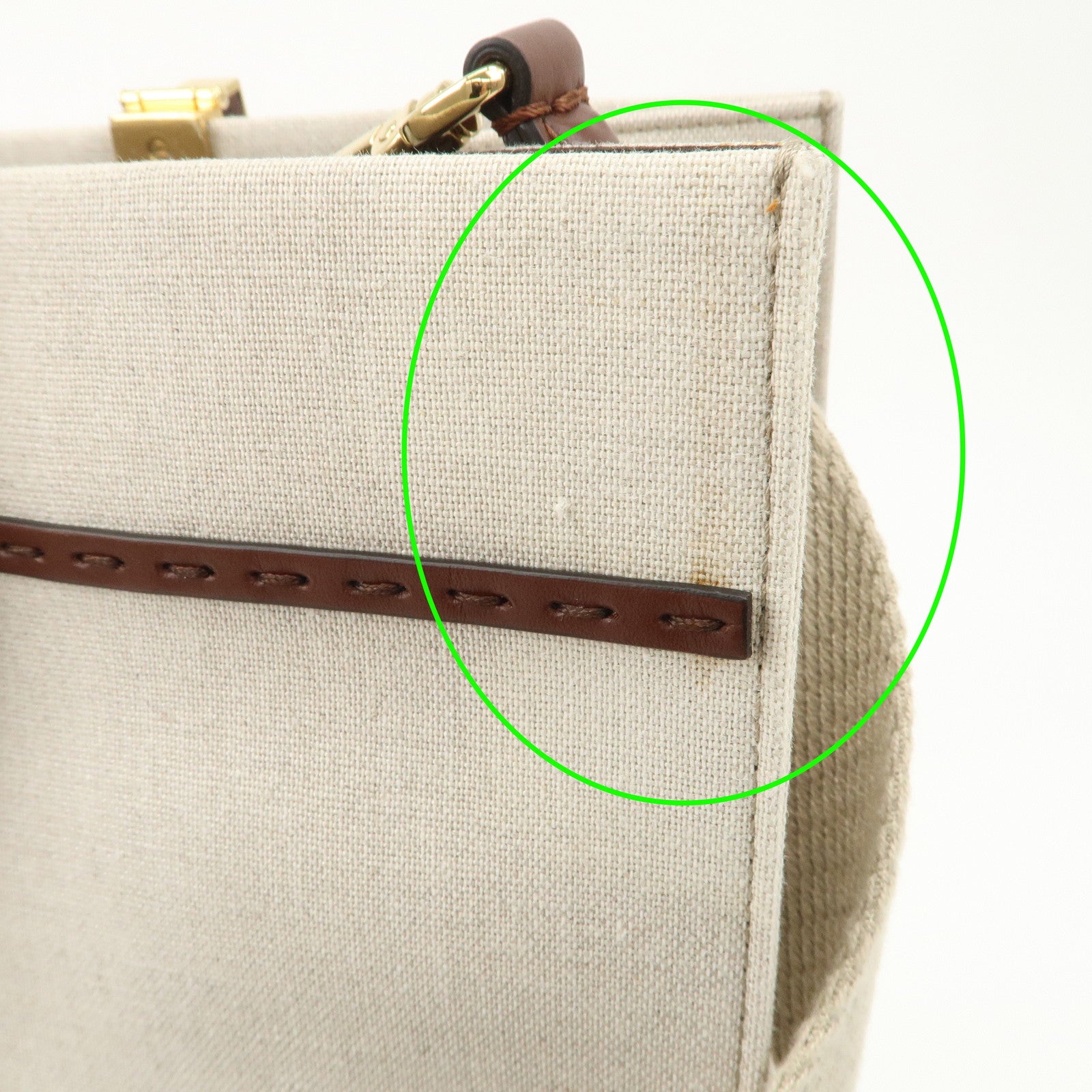 FENDI Leather Canvas Sunshine Medium Tote Bag Natural 8BH386