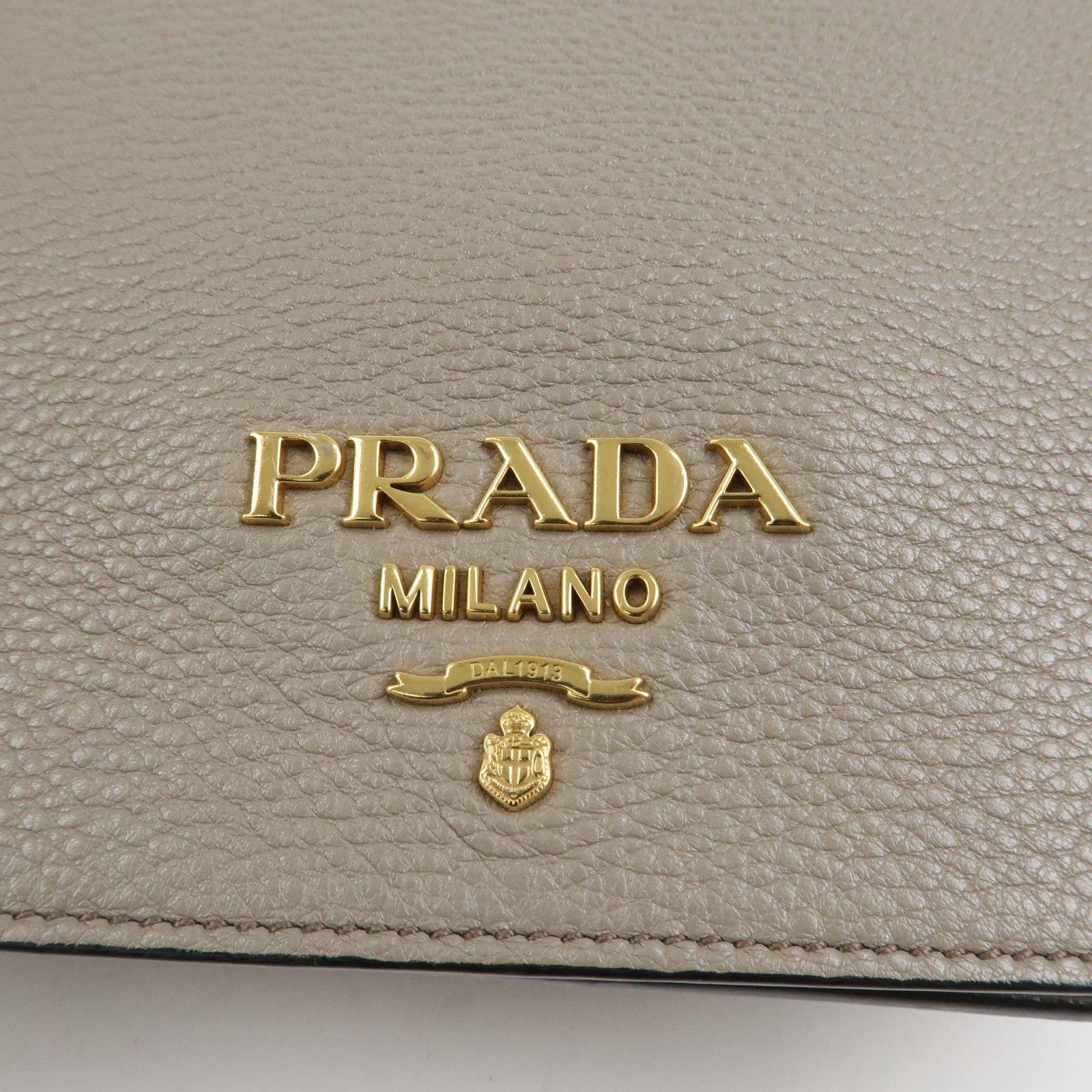 PRADA Leather Shoulder Bag Crossbody Bag Gray 1BH031