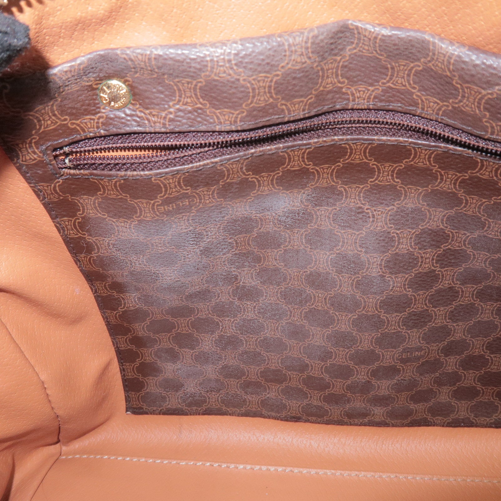 CELINE Macadam PVC Leather Boston Bag Hand Bag Brown