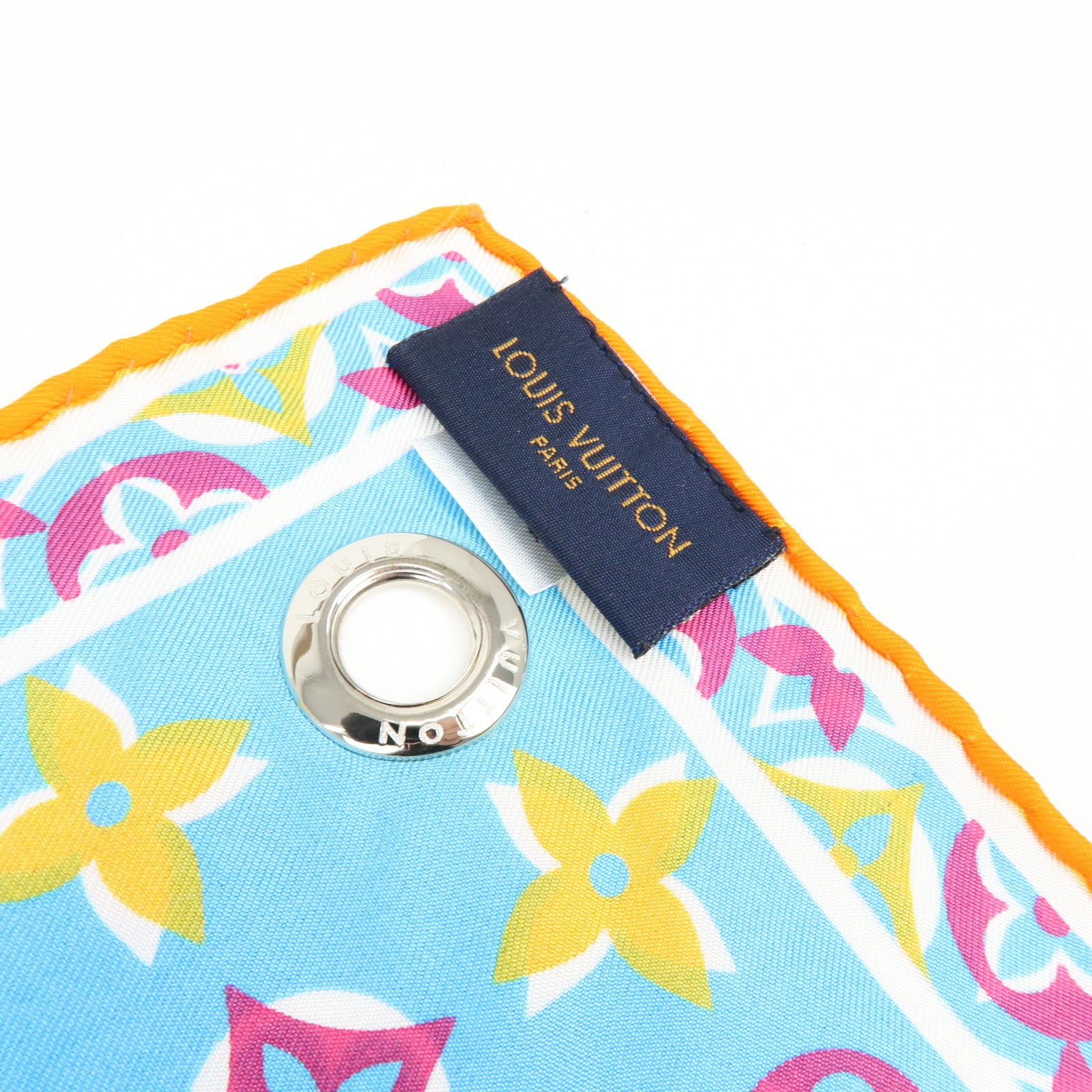Louis Vuitton Monogram Silk 100% Scarf Blue Orange M73843