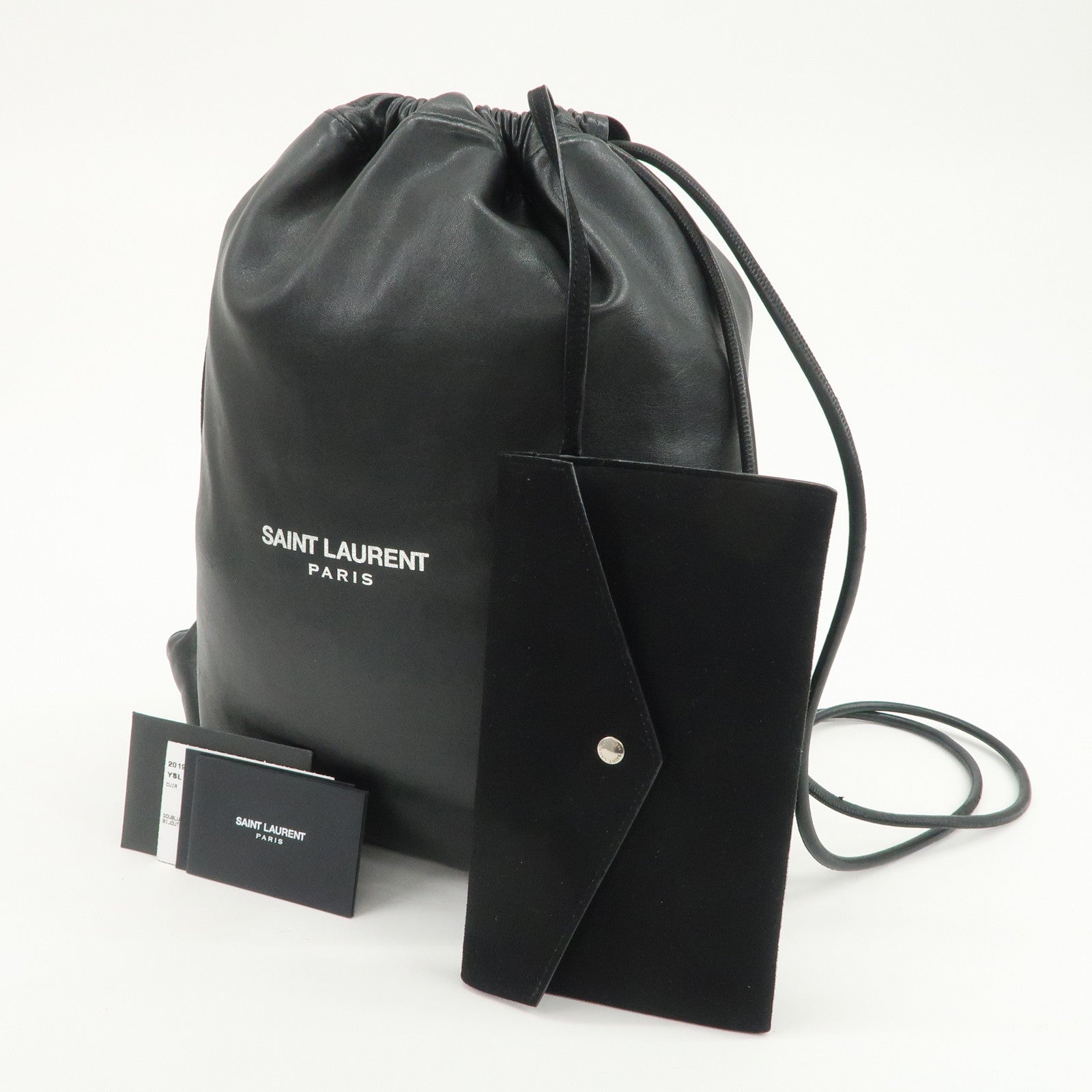 SAINT LAURENT PARIS TEDDY Lambskin Drawstring Backpack 553919