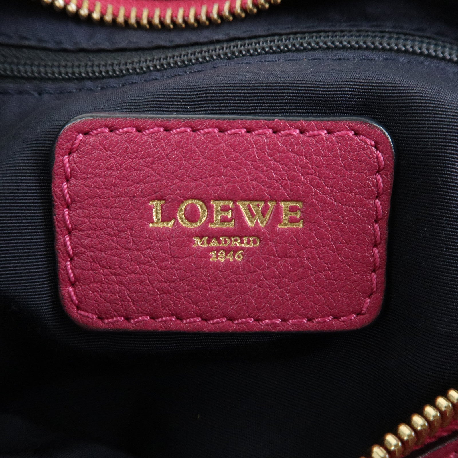 LOEWE Anagram Leather 2WAY Hand Bag Shoulder Bag Hot Pink Used