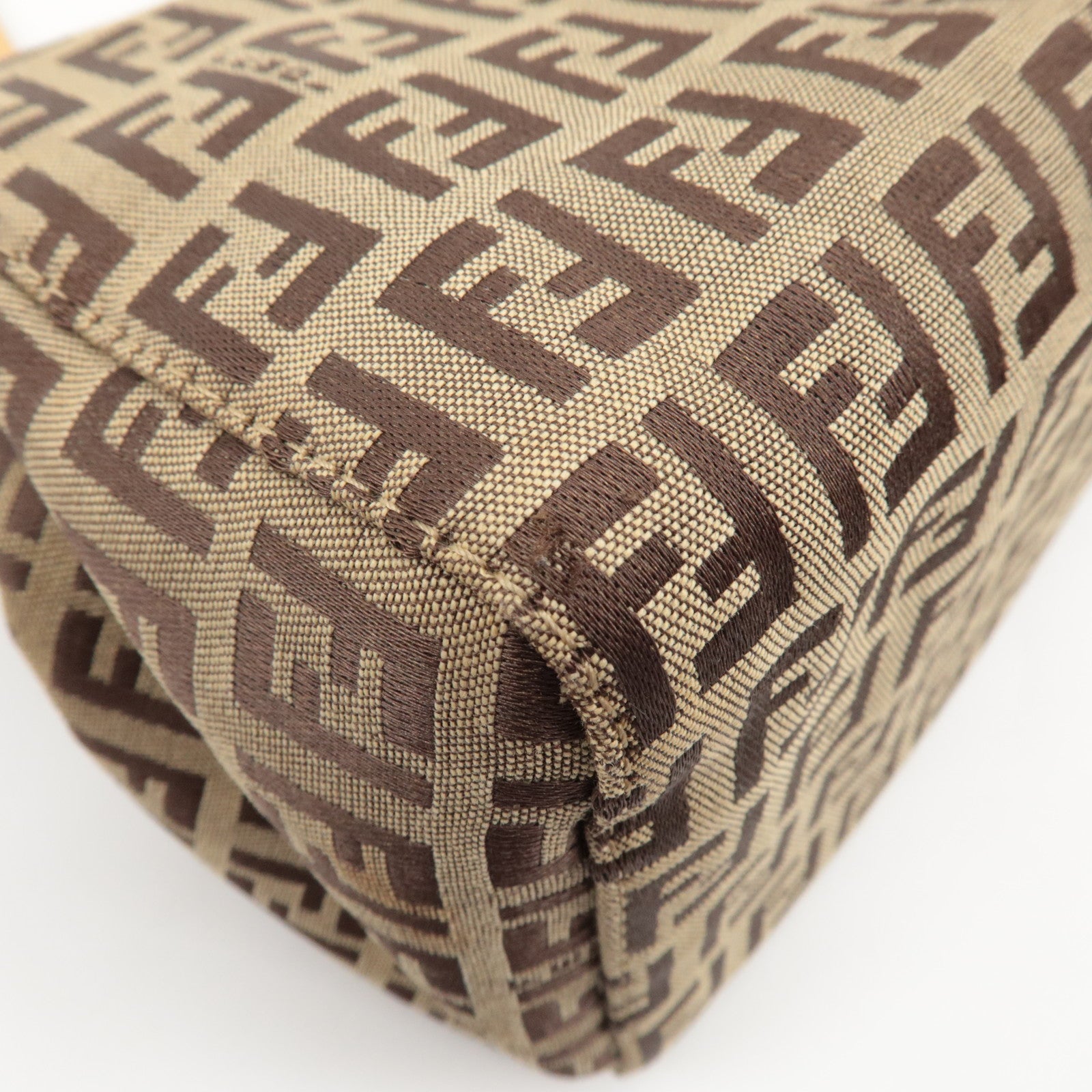 FENDI Zucchino Canvas Leather Shoulder Bag Hand Bag Brown 8BL000 Used