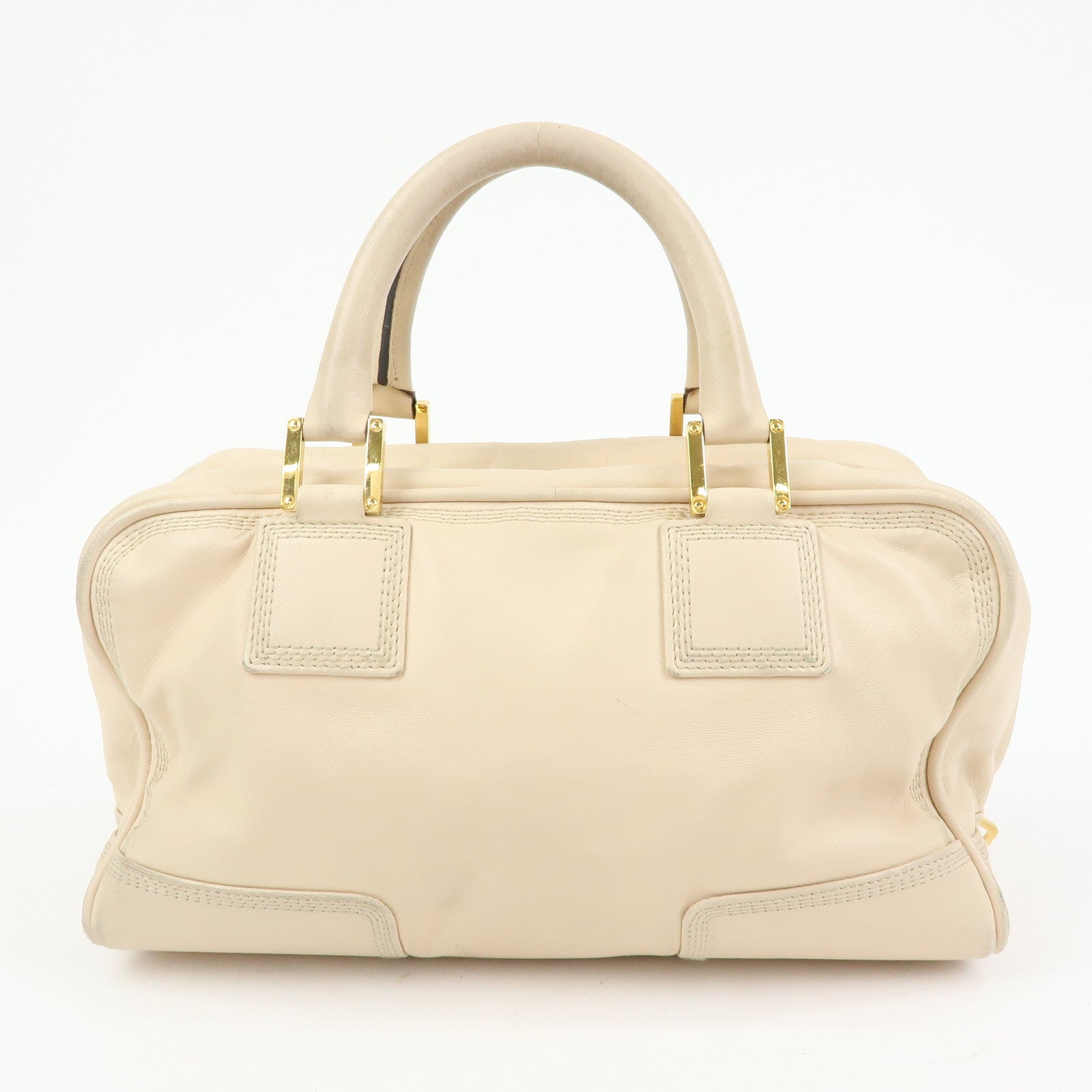 LOEWE Anagram Amazona 28 Nappa Leather Hand Bag Boston Bag Beige