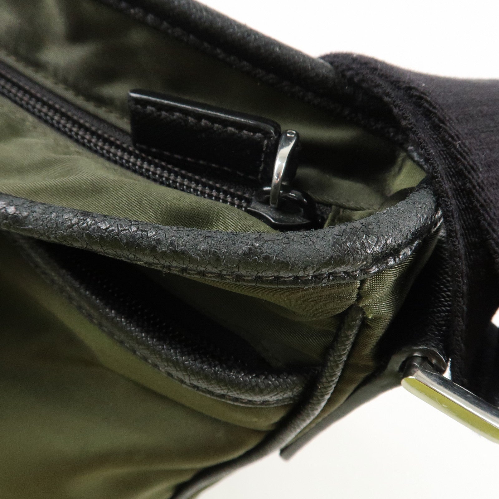 PRADA Triangle Logo TESSUTO+SAFFIAN Leather Nylon Shoulder Bag 2VH797 Used