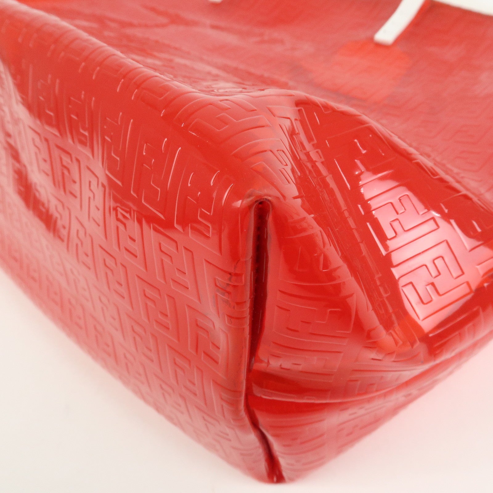 FENDI Zucchino Plastic Leather Tote Bag Shoulder Bag Orange 8BH005