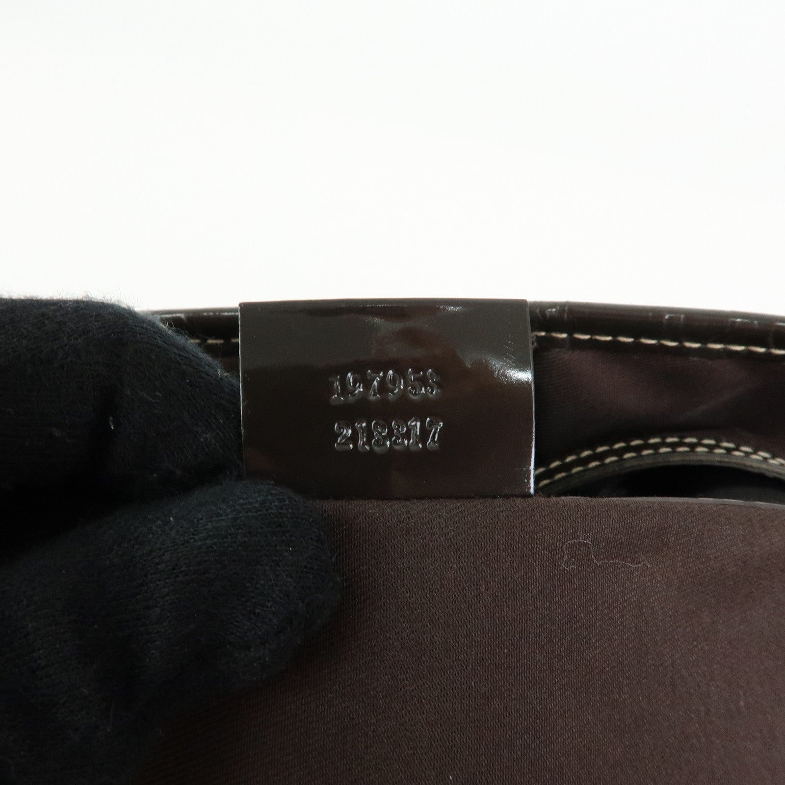 GUCCI GG Supreme Patent Leather Tote Bag Shoulder Bag Brown 197953