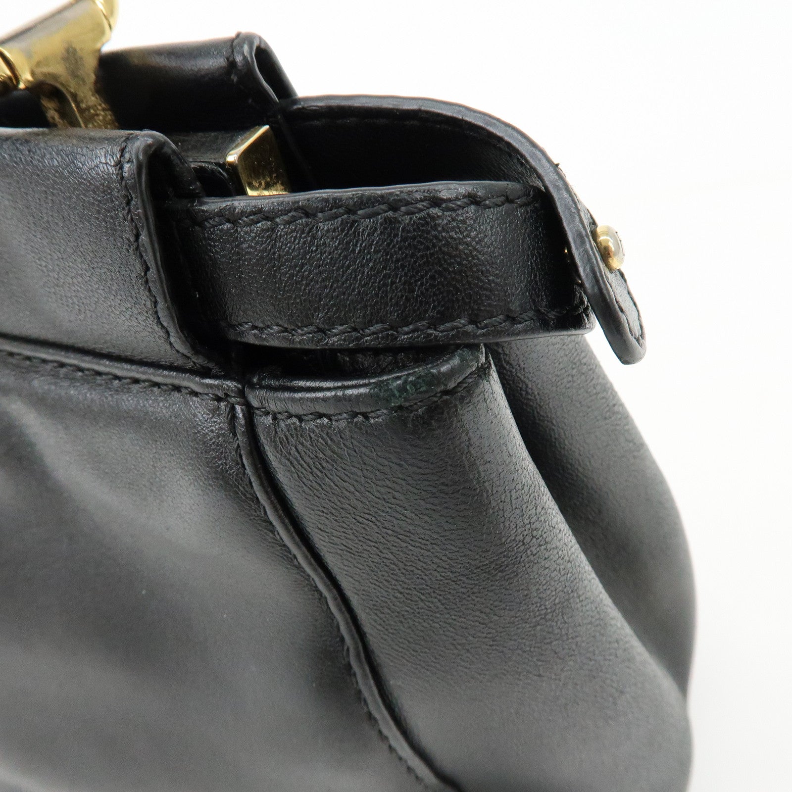 FENDI Peekaboo Mini 2Way Shoulder Bag Hand Bag Black 8BN244