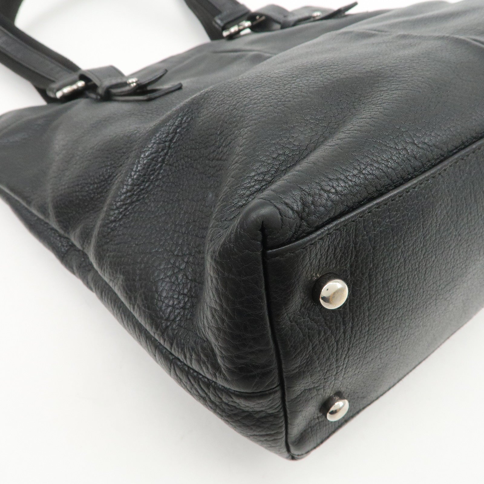 SAINT LAURENT PARIS Leather Canvas Tote Bag Hand Bag Shoulder Bag