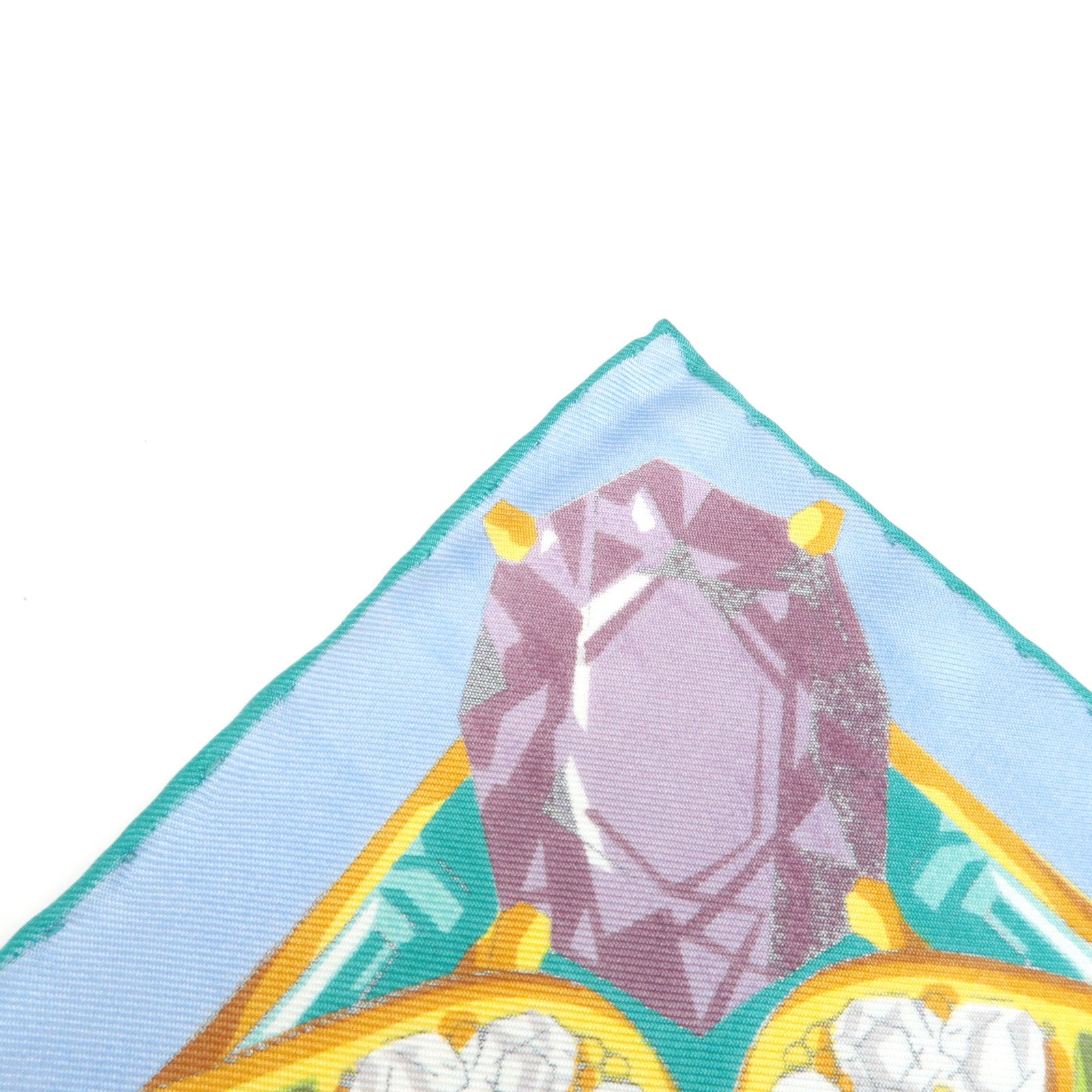 Cartier 100% Silk Scarf Light Blue Multicolor Used