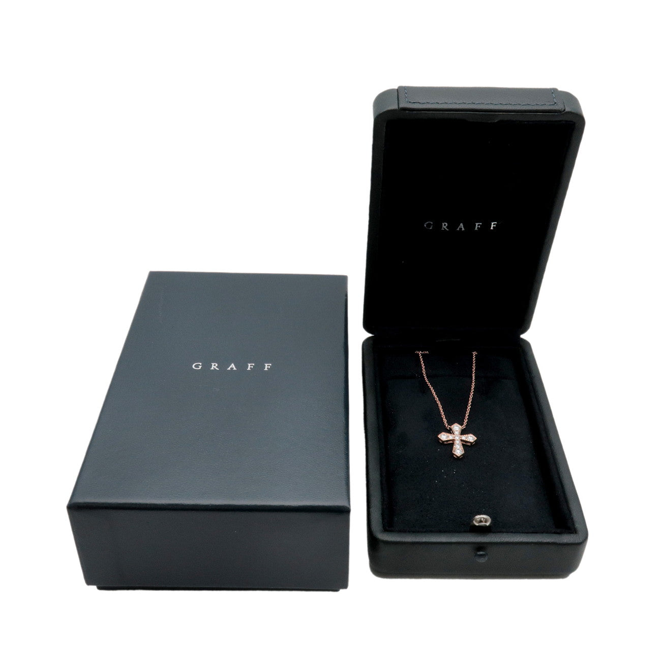 GRAFF Trapezoid Cross Necklace Diamond K18 750PG Rose Gold
