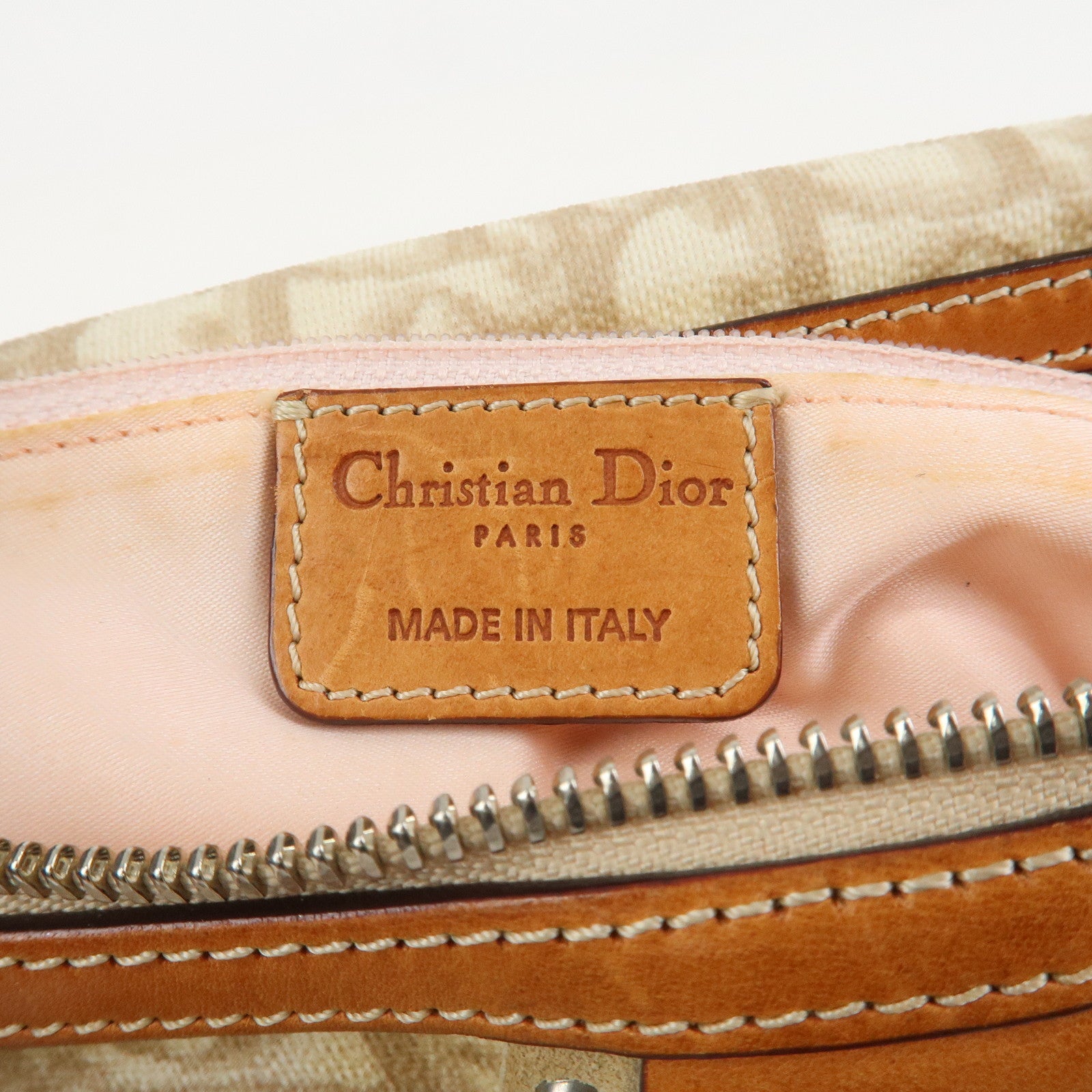 Christian Dior Romantic Trotter PVC Leather Hand Bag Beige
