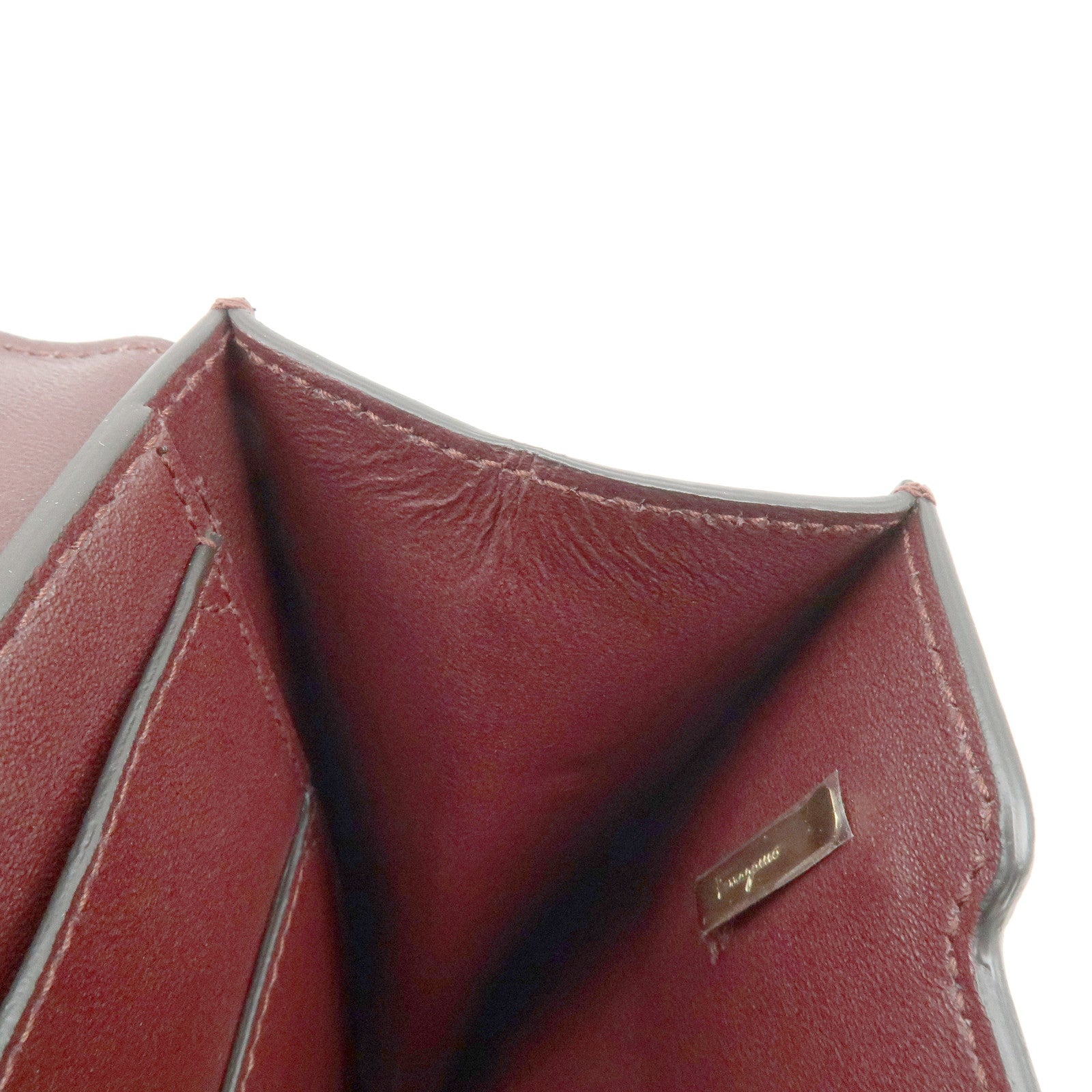 Ferragamo Vara Ribbon Leather Chain Shoulder Bag Bordeaux