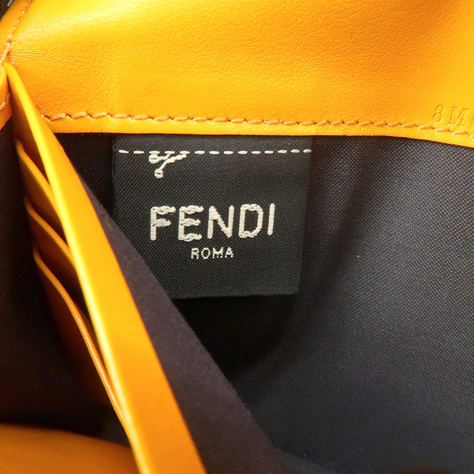 FENDI Logo Leather Long Wallet Orange Gold HDW 8M0251