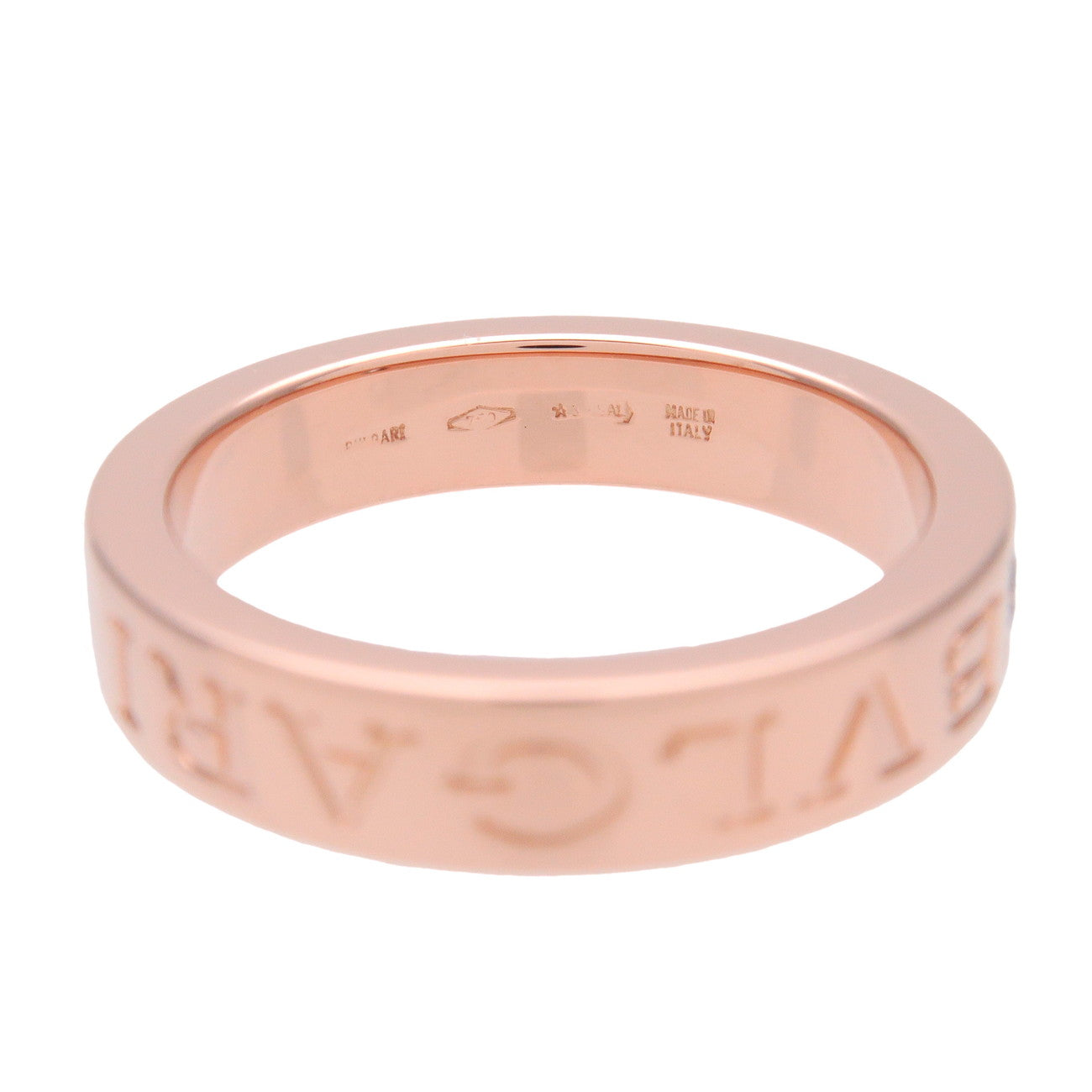 BVLGARI Double Logo 1P Daimond Ring K18 750PG Rose Gold #50 US5.25