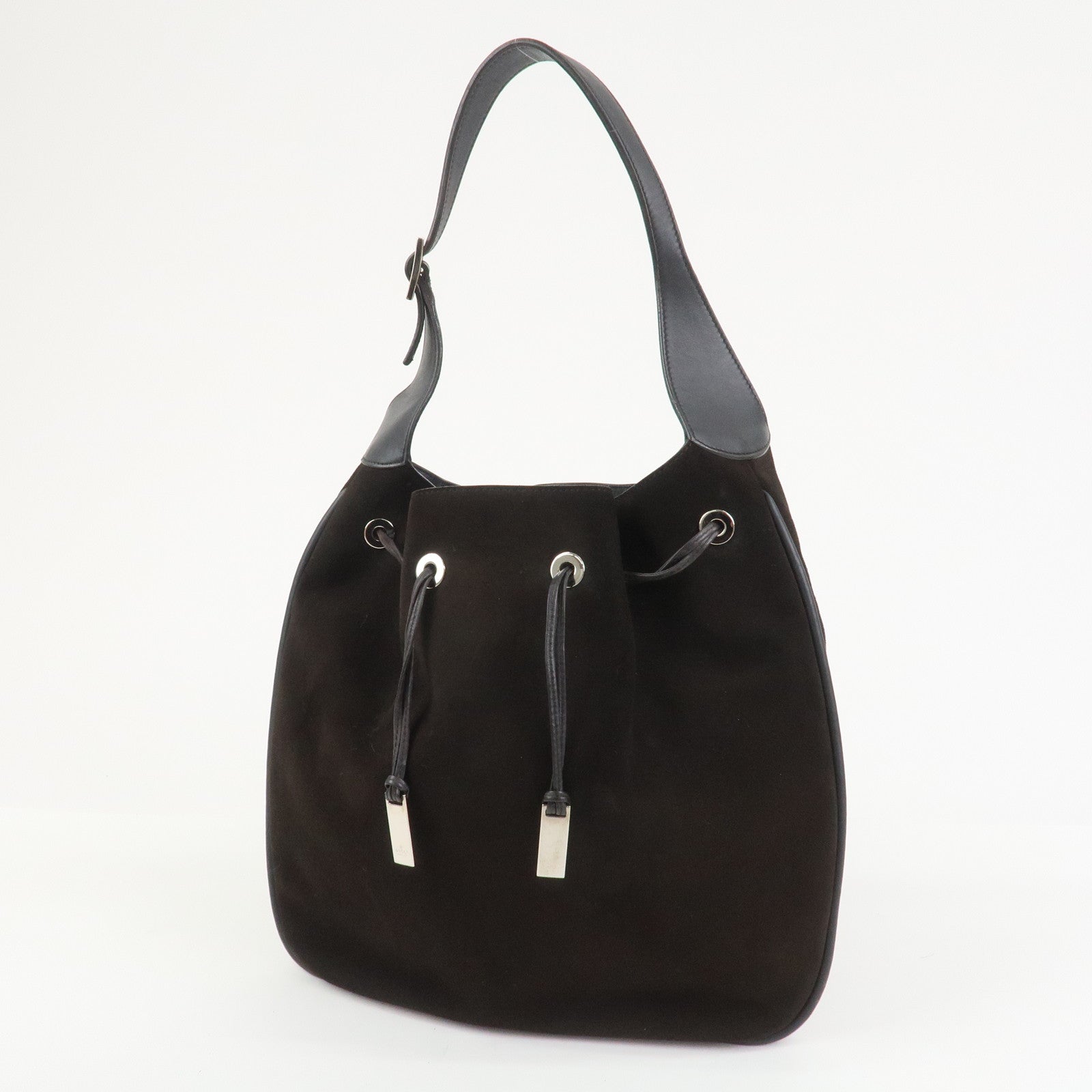 GUCCI Suede Leather Shoulder Bag Dark Brown 001・4030