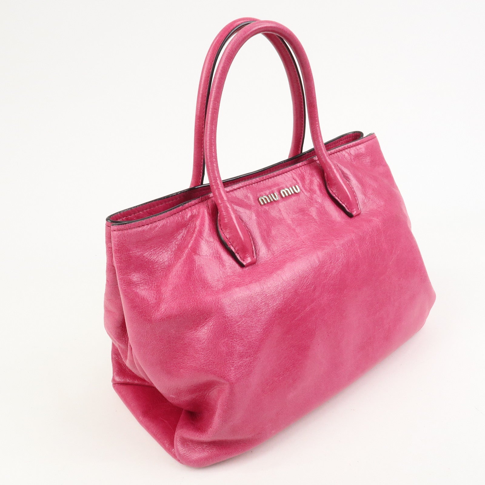 MIU MIU Logo 2Way Bag Hand Bag Shoulder Bag Pink