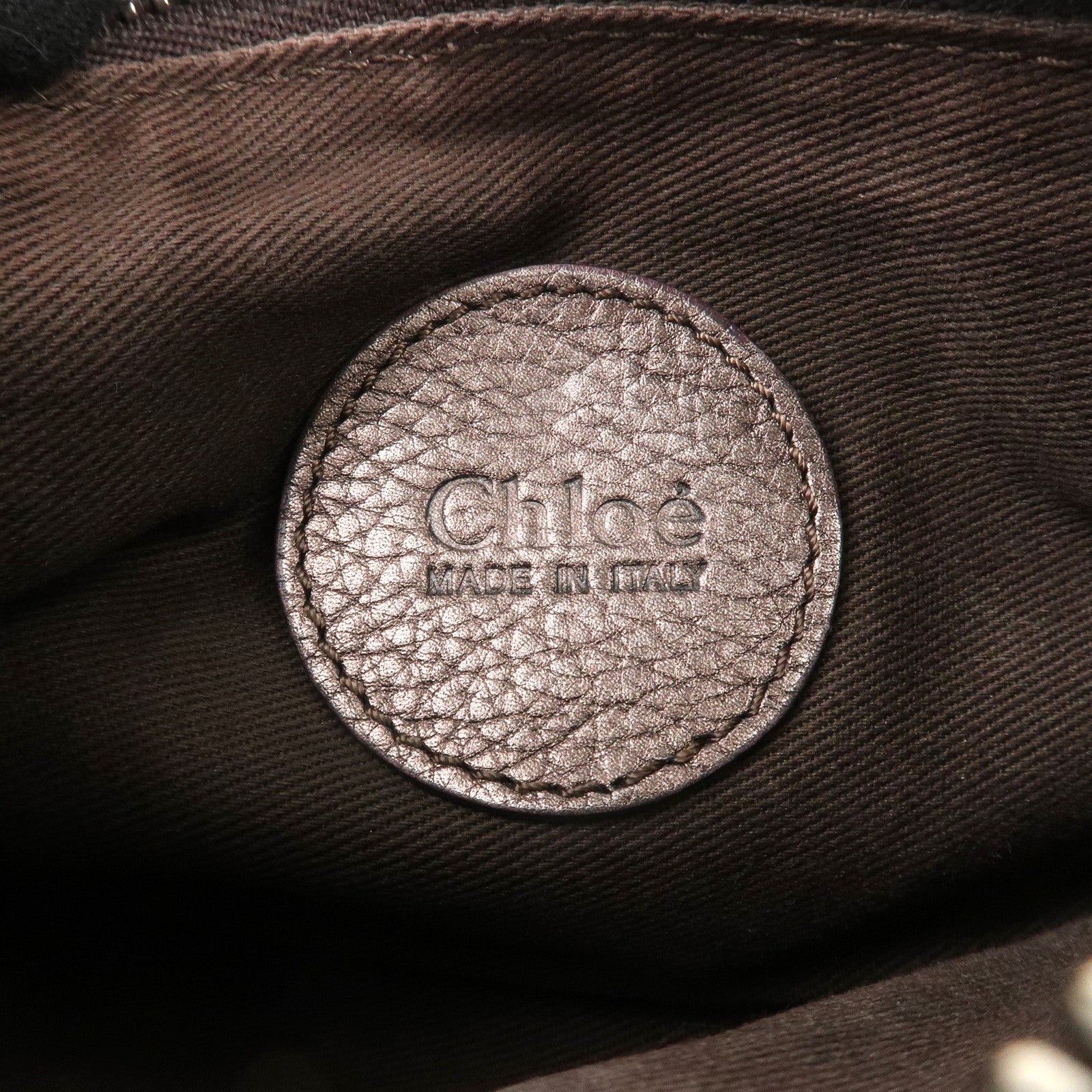 Chloe Paddington Leather Mini Bag Pouch Metallic Silver Used