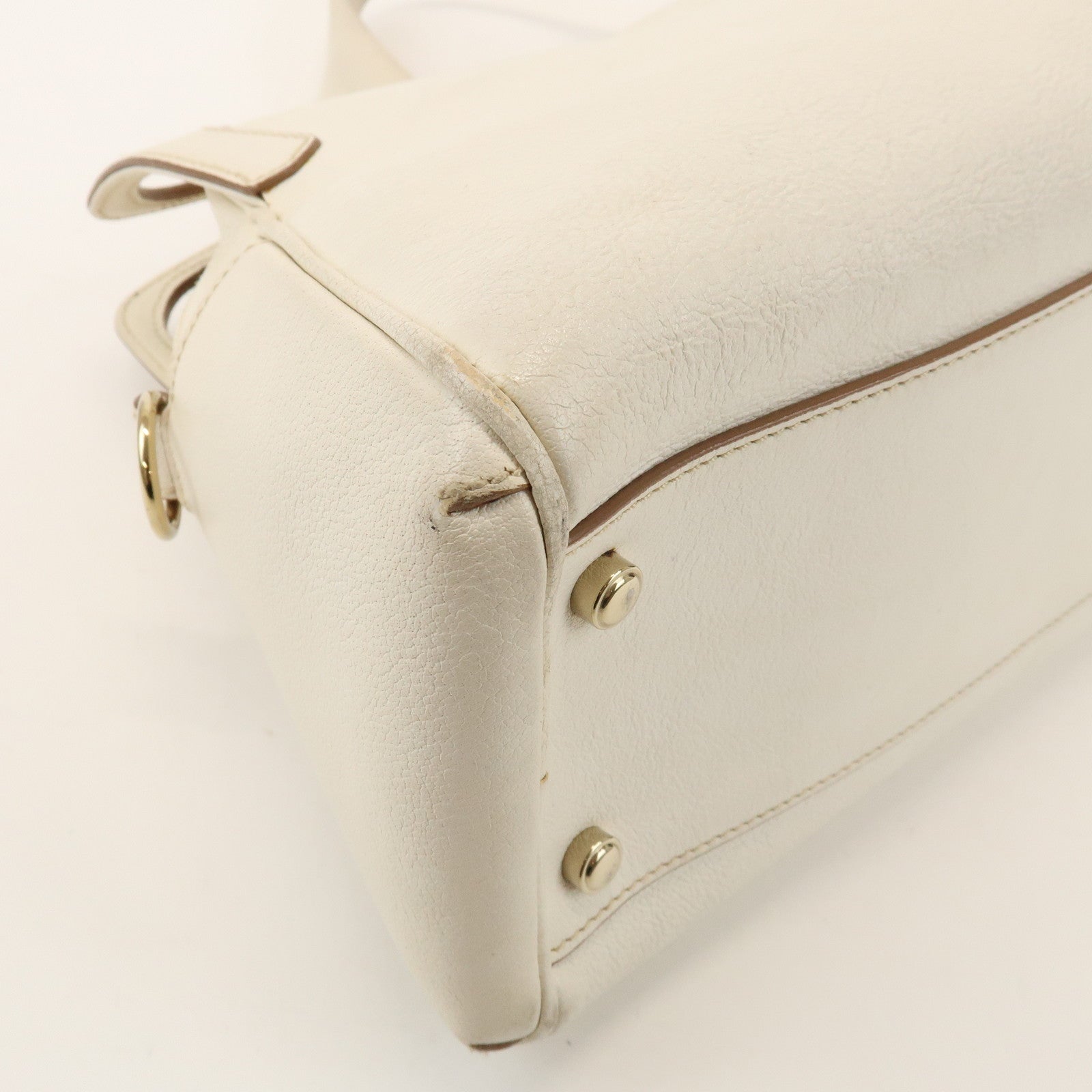 Cartier Must Line Marcello Leather 2Way Hand Bag Tote Bag White