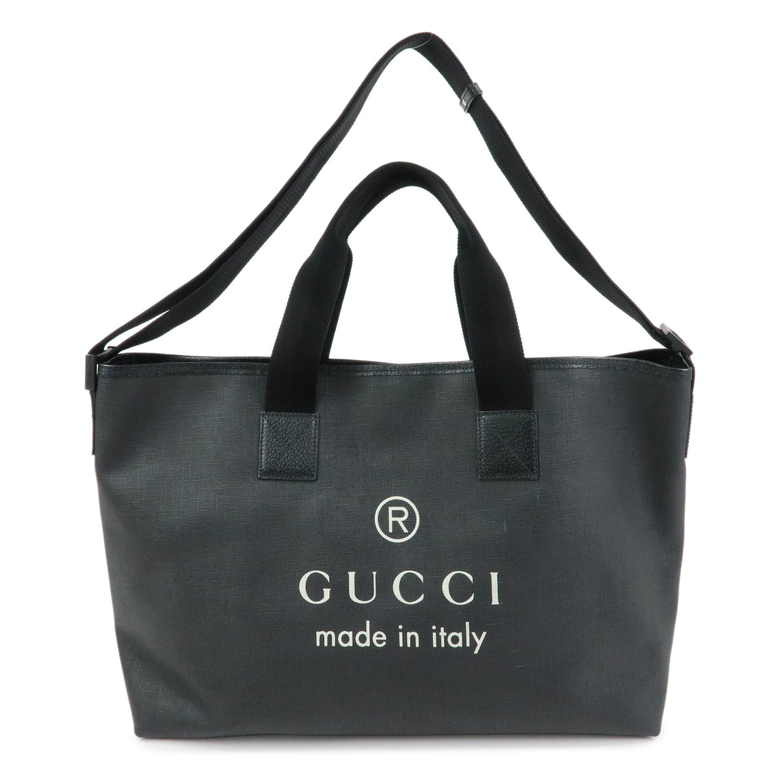 GUCCI PVC Leather 2Way Bag Shopping Bag Tote Bag Black 231860
