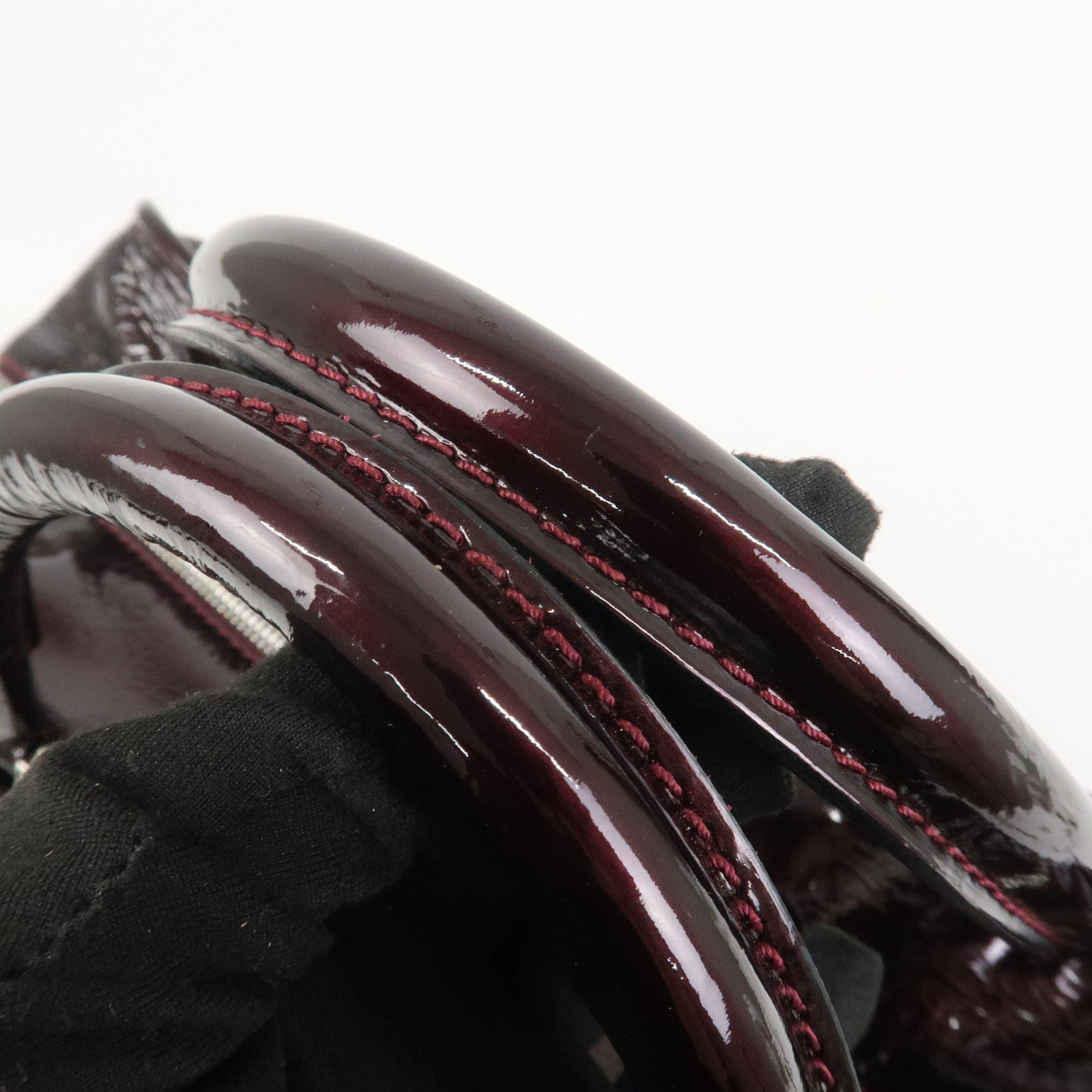 LOEWE Amazona Patent Leather Hand Bag Burgundy