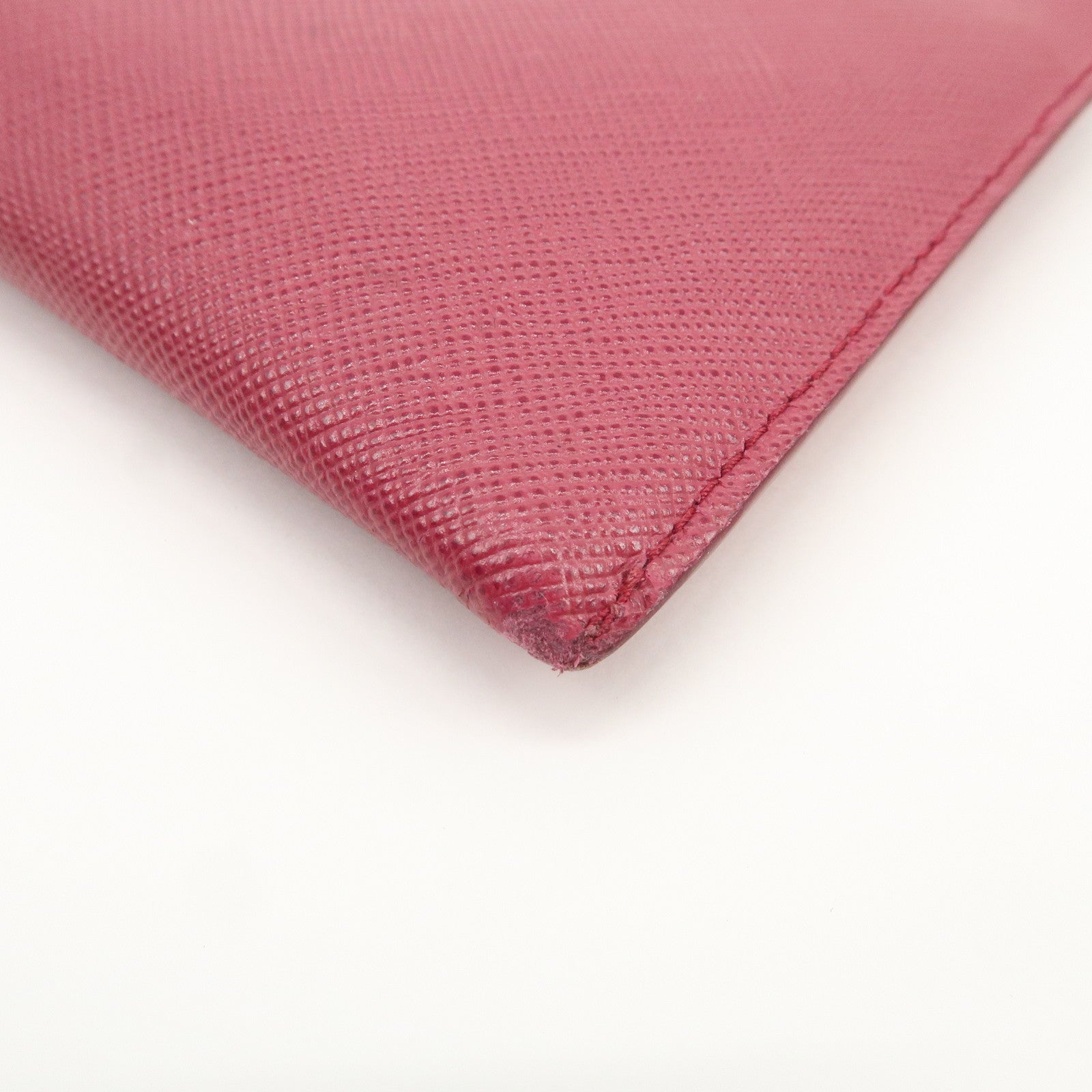 PRADA Saffiano Leather Pouch Document Folder Wallet Pink 1MF003