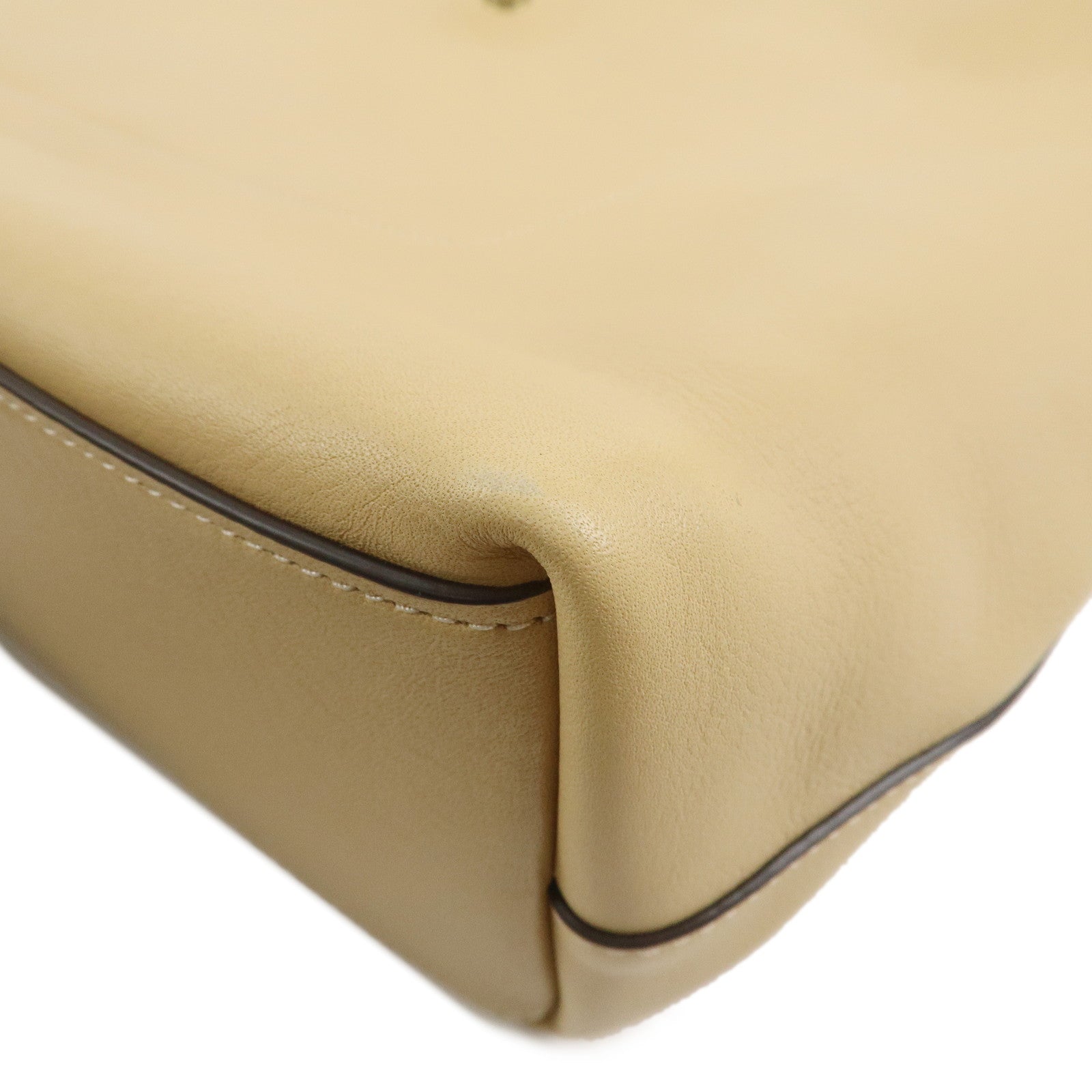 COACH Grain Calf Leather Brooklyn Shoulder Bag 39 Beige CU044