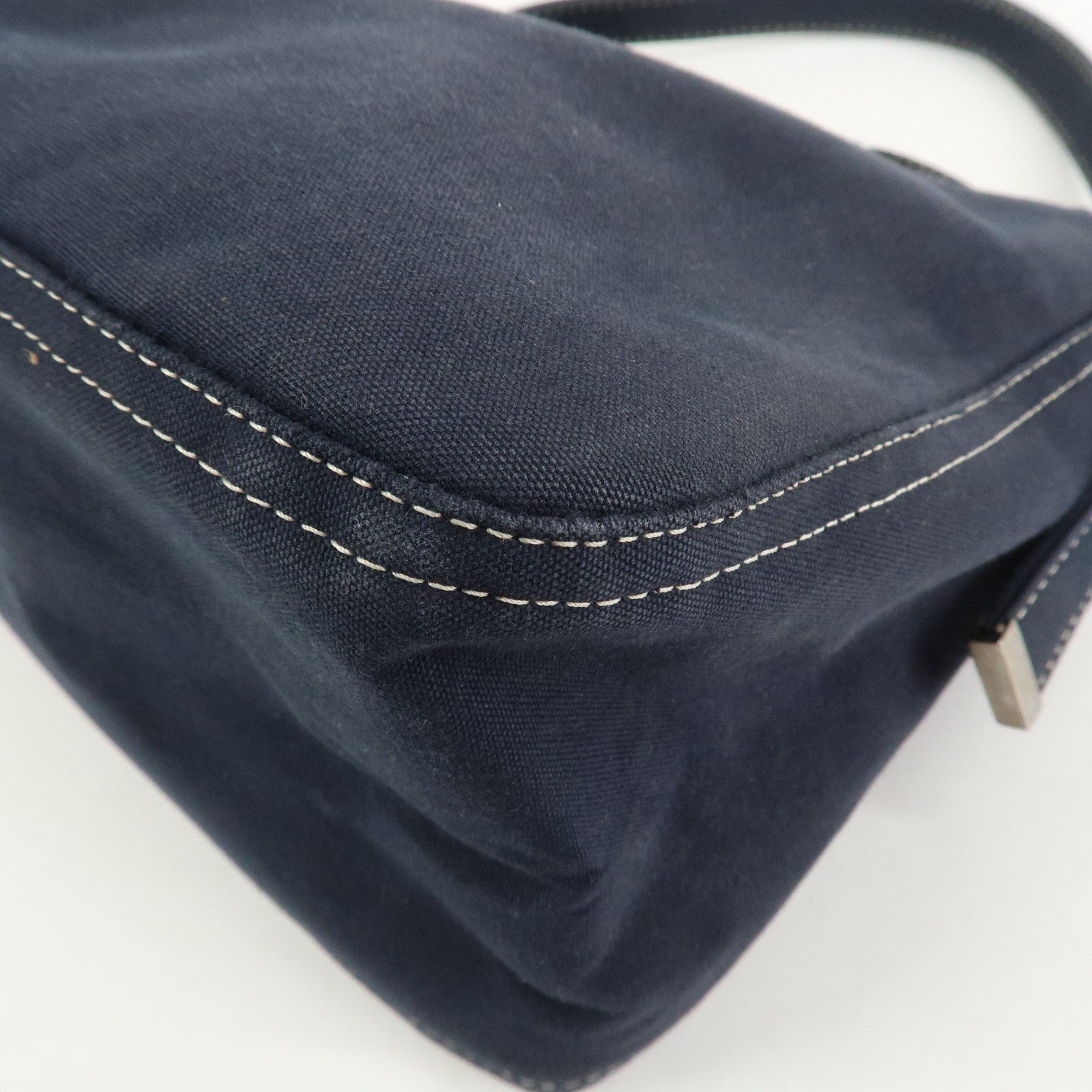 FENDI Logo Canvas Shoulder Bag Hand Bag Navy 26426
