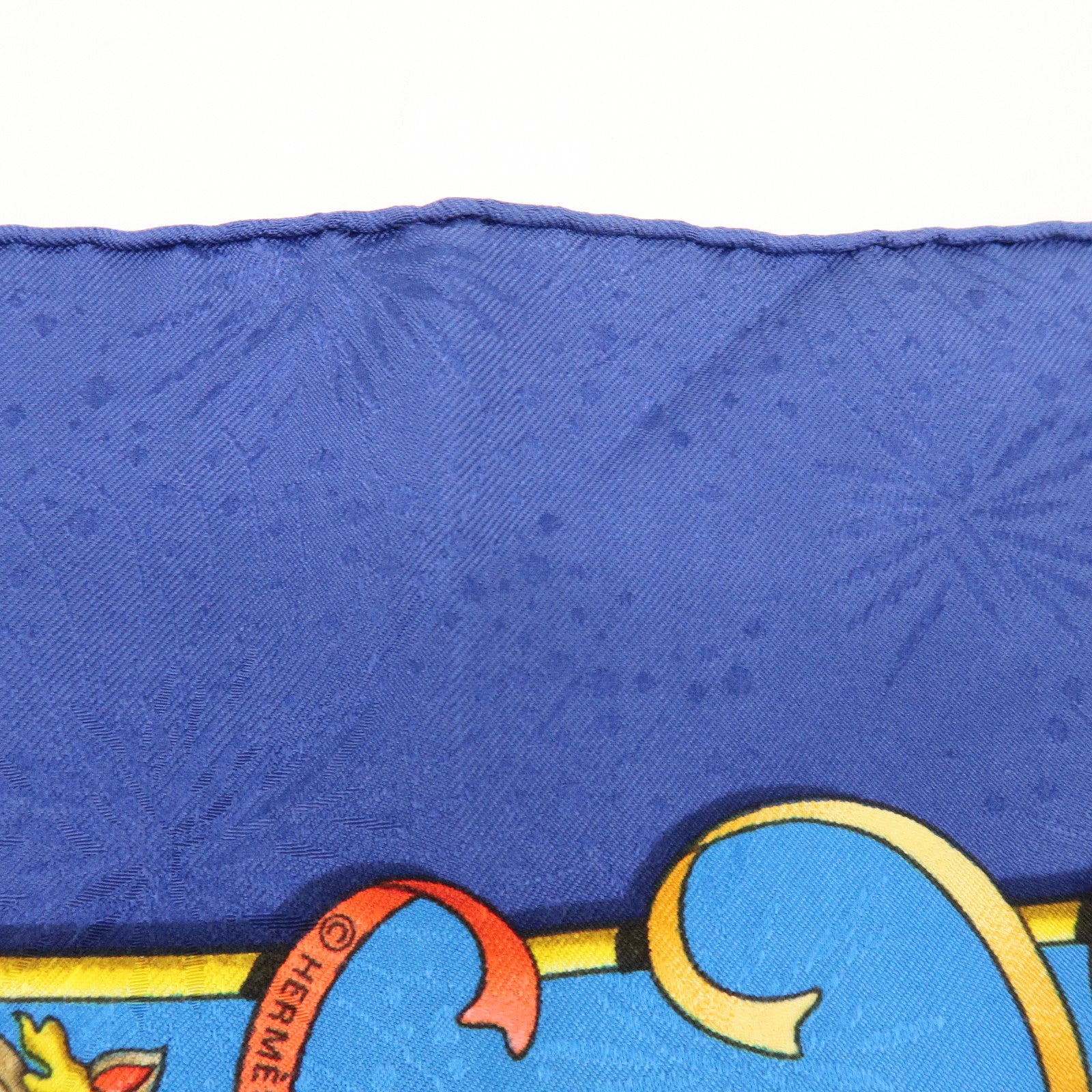 HERMES Carre 90 Silk 100% LUNA PARK Scarf Blue Gold