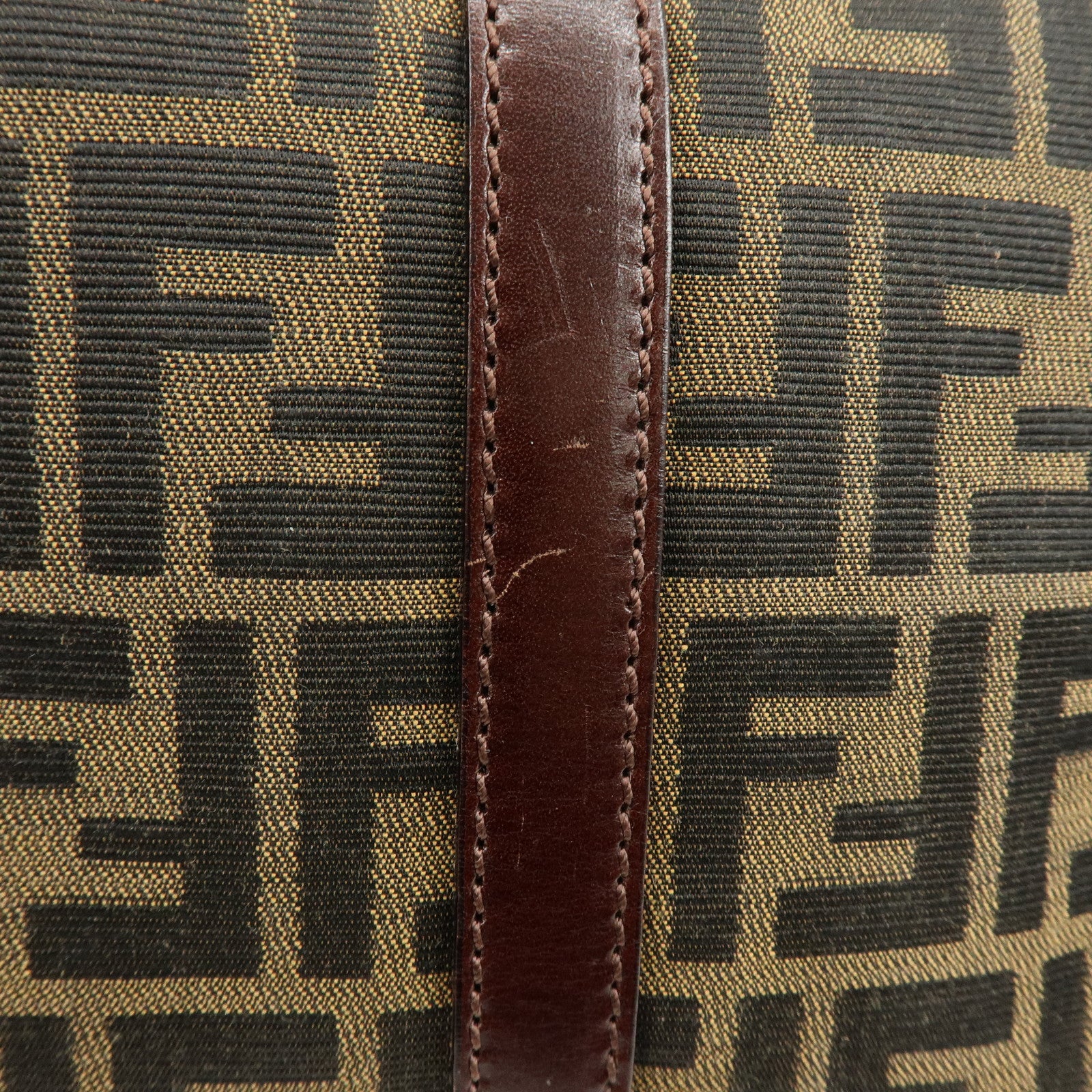 FENDI Zucca Canvas Leather Boston Bag Hand Bag Brown 16327