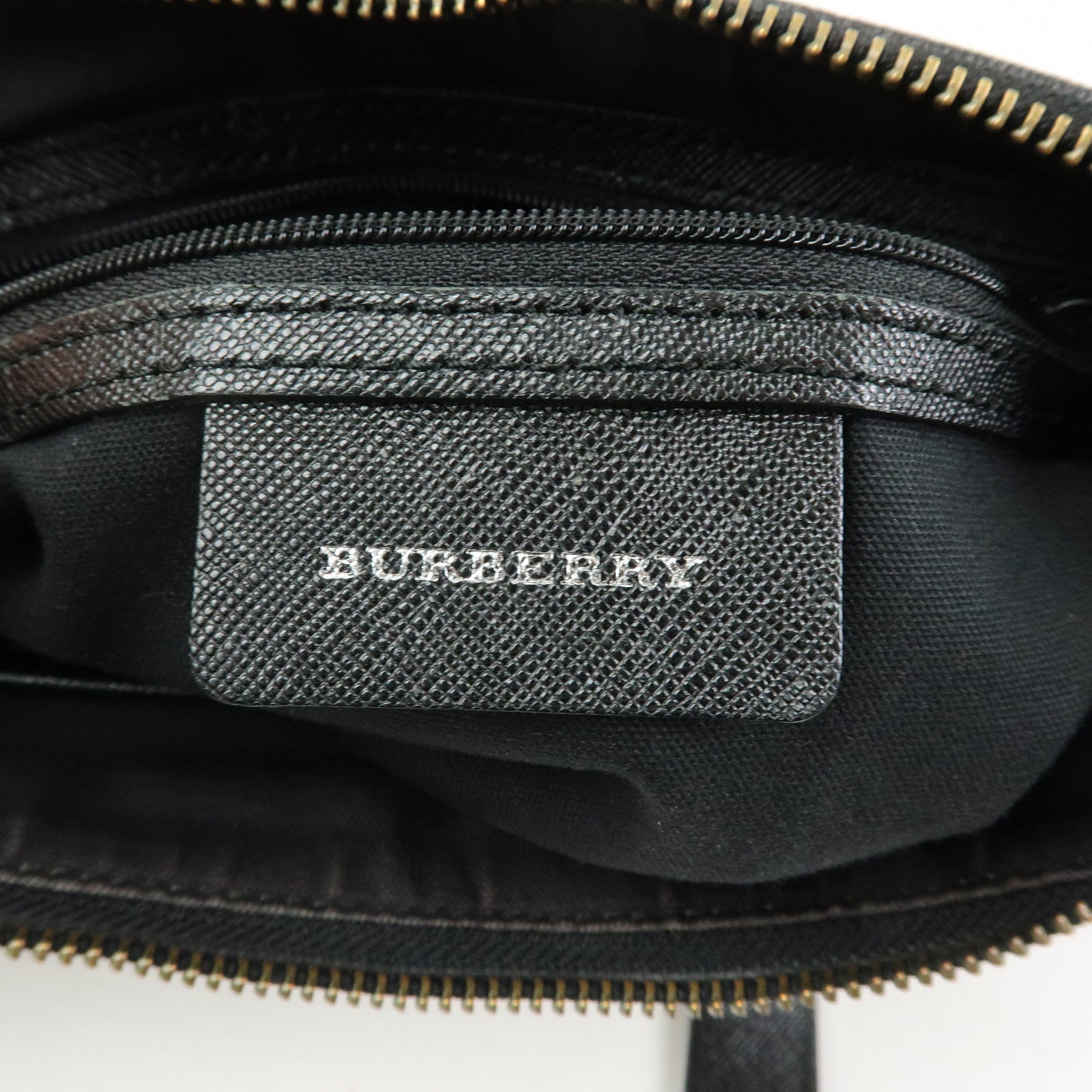 BURBERRY Nova Plaid Canvas Leather Shoulder Bag Beige Black