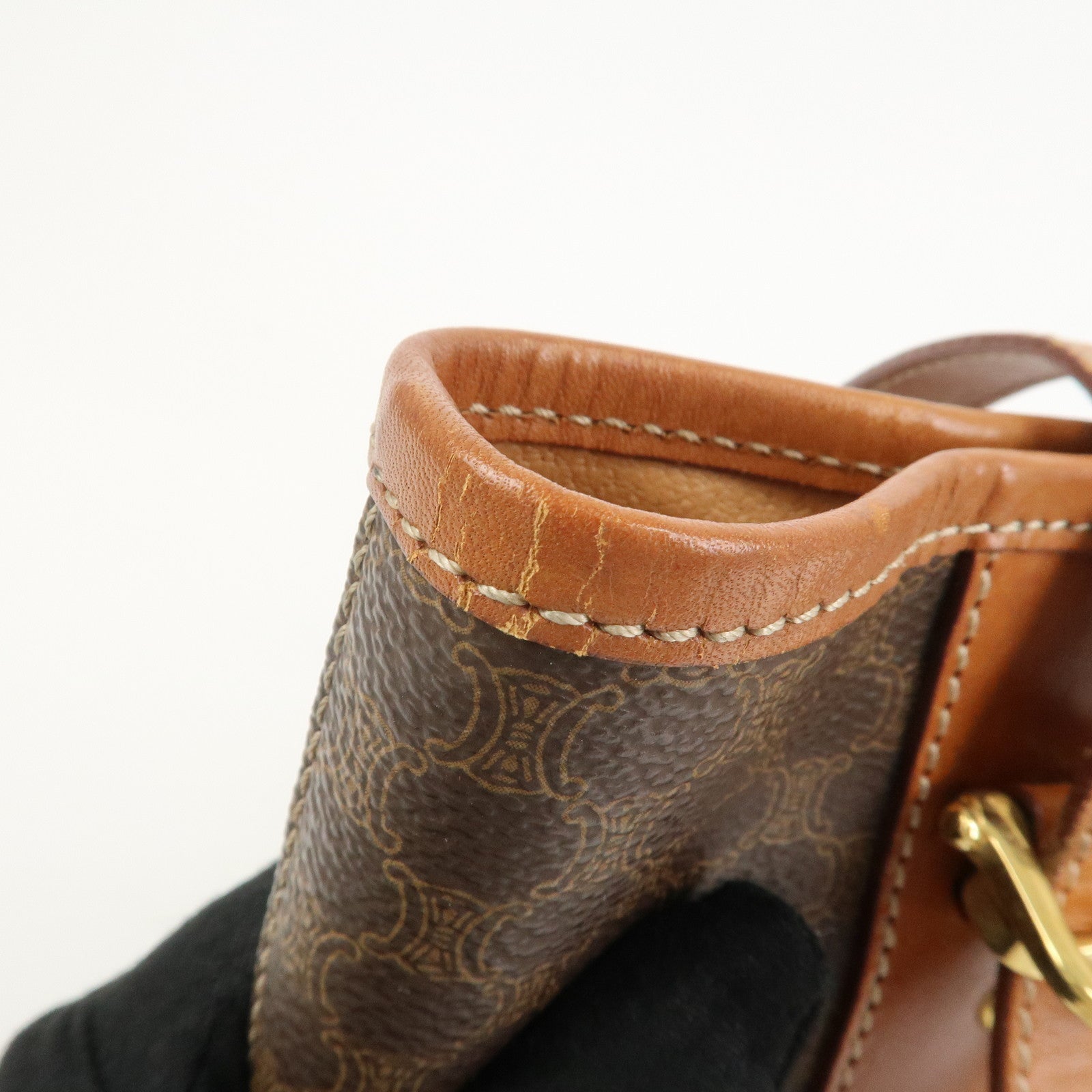 CELINE Macadam PVC Leather Tote Bag Shoulder Bag Hand Bag Brown