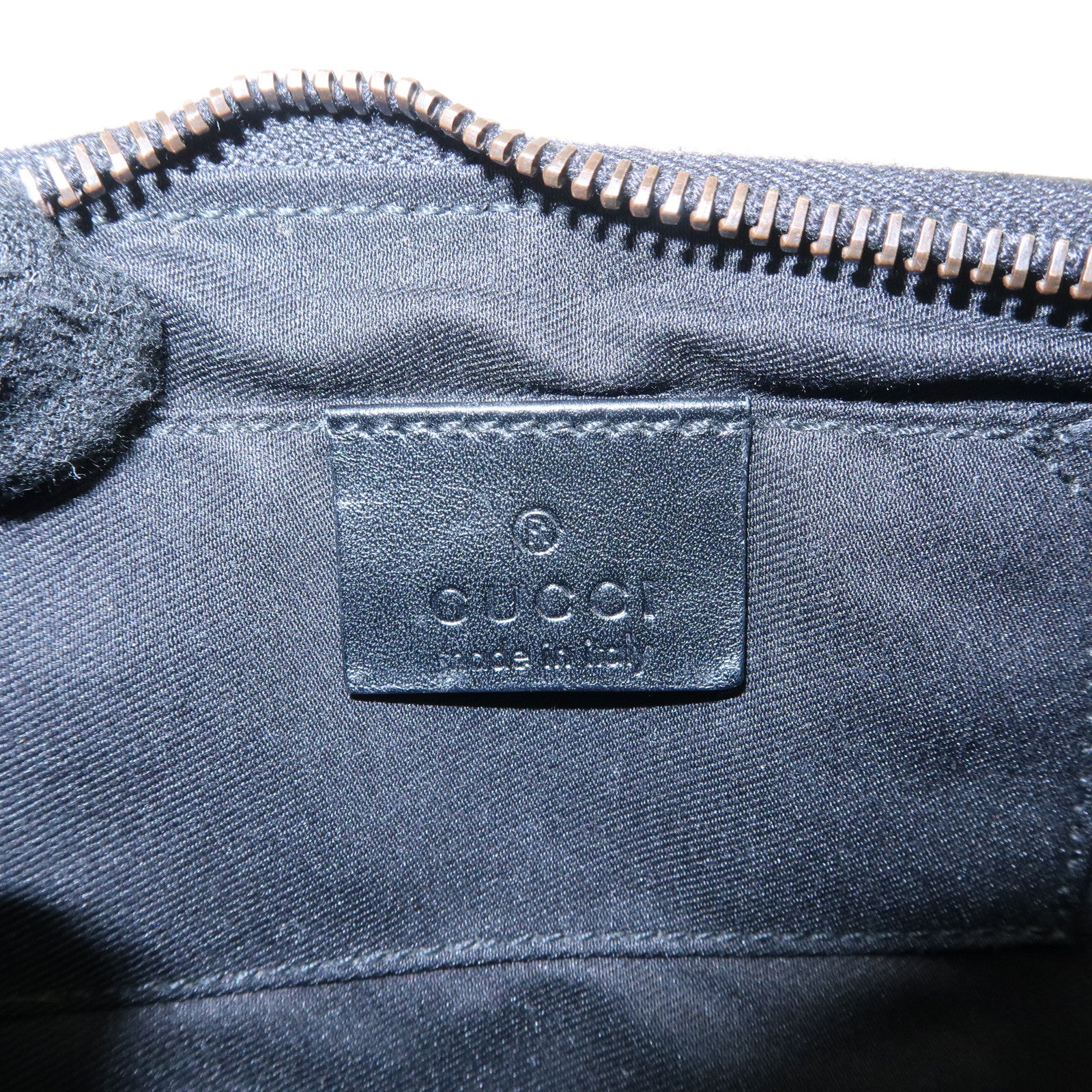 GUCCI Sherry Bamboo GG Canvas Leather Chain Bag Black Purple 129423 Used