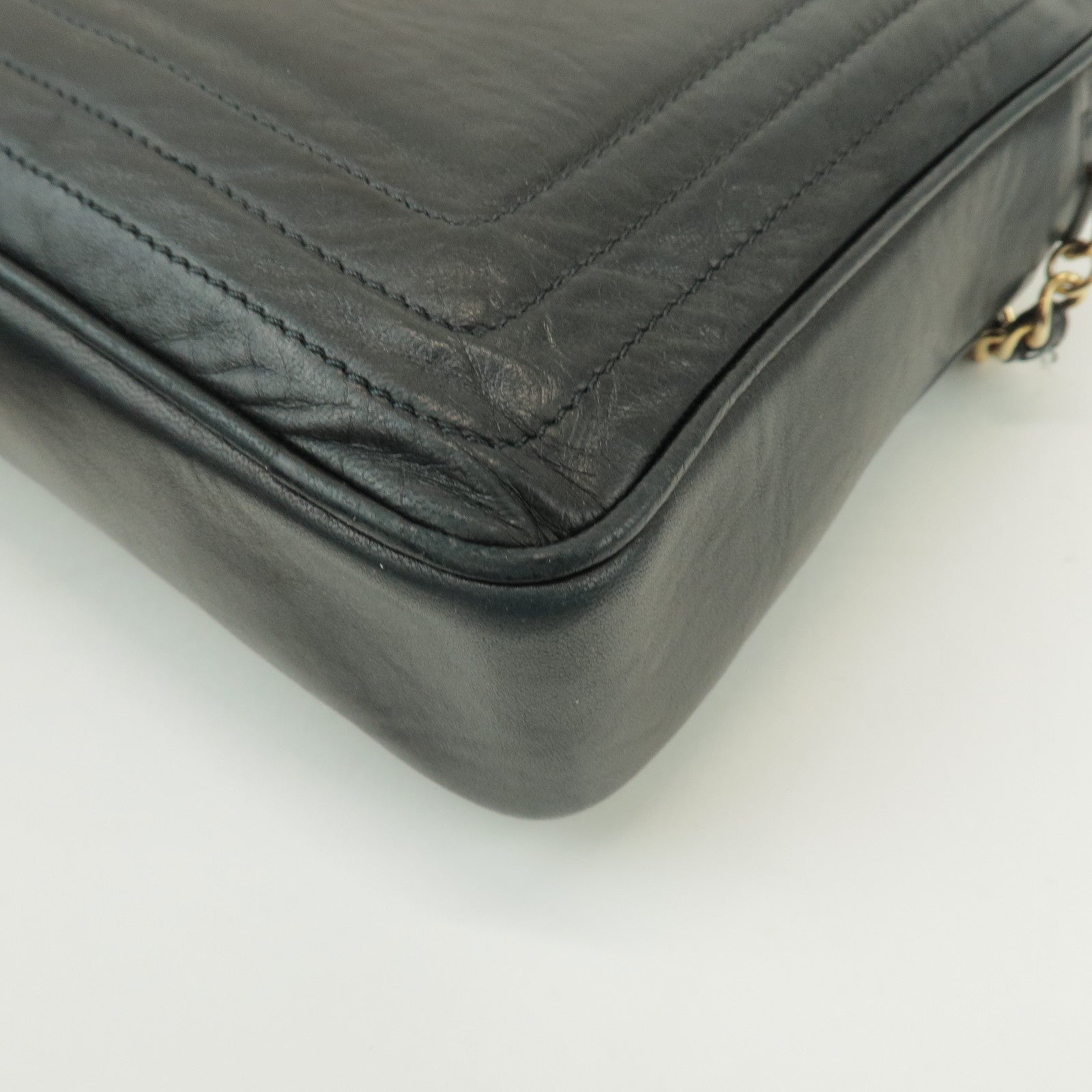 CHANEL COCO Mark Lamb Skin Chain Shoulder Bag Tassel Charm Black