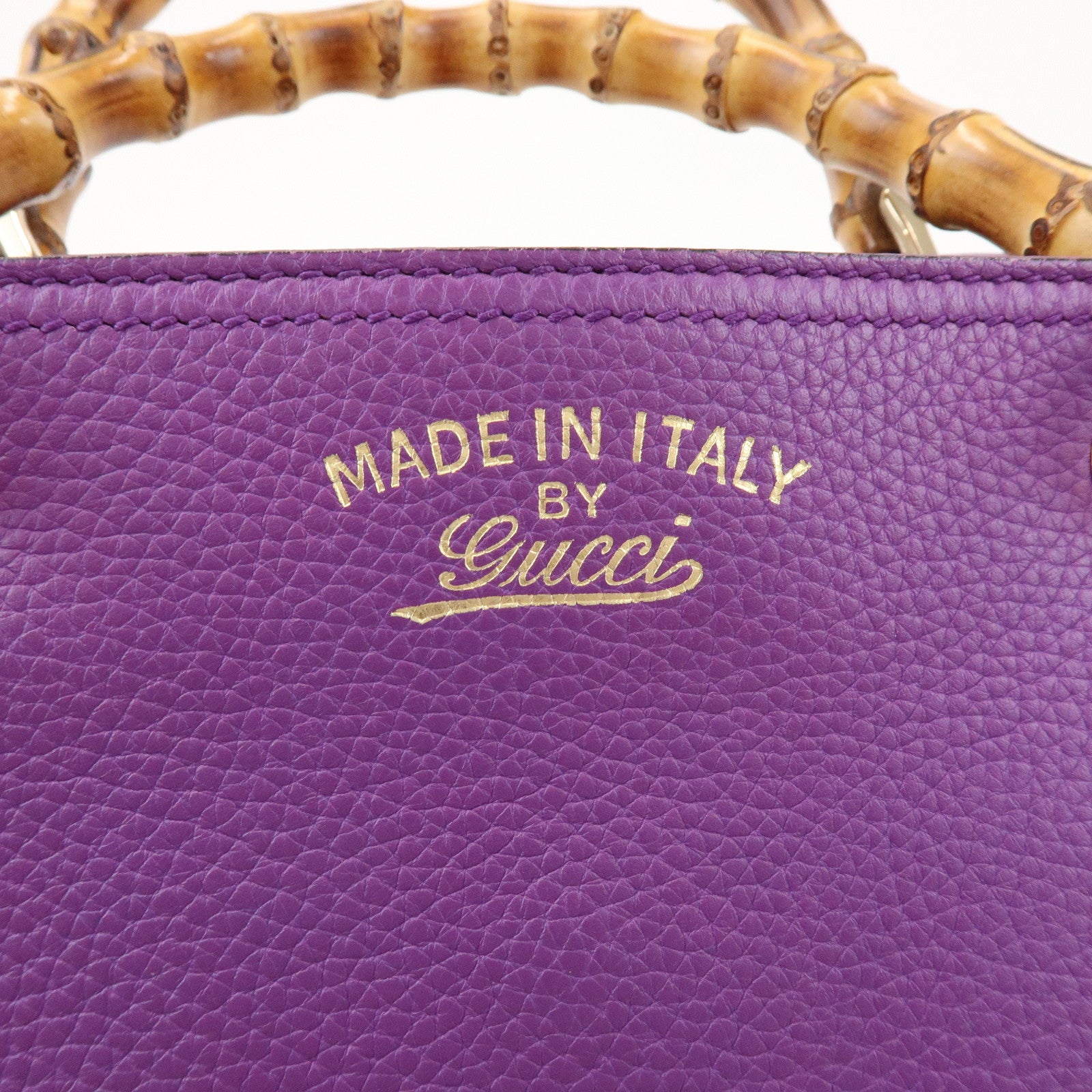 GUCCI Bamboo Shopper Medium 2Way Shoulder Bag Purple Blue 323660