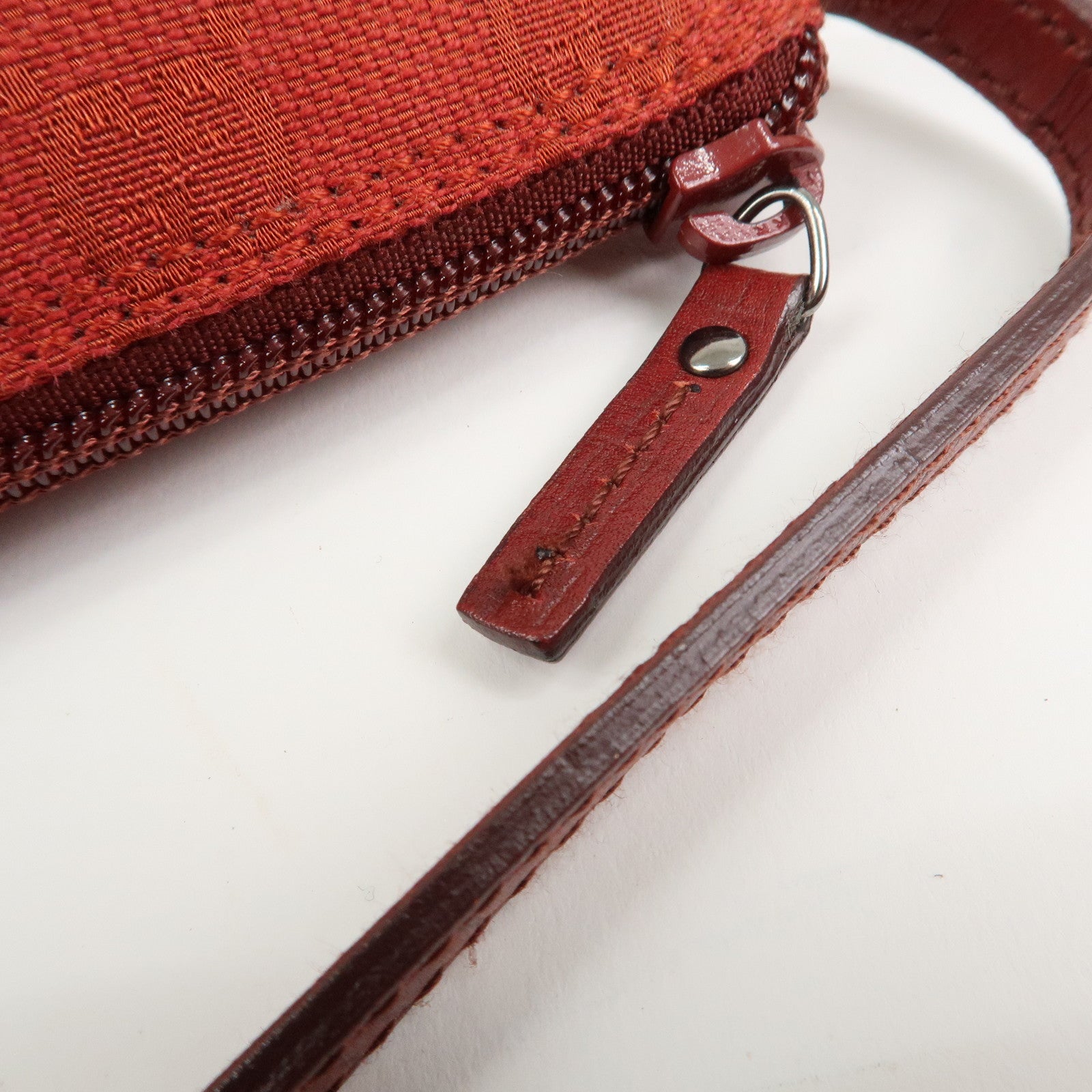 GUCCI Boat Bag GG Canvas Leather Hand Bag Pouch Red 07198