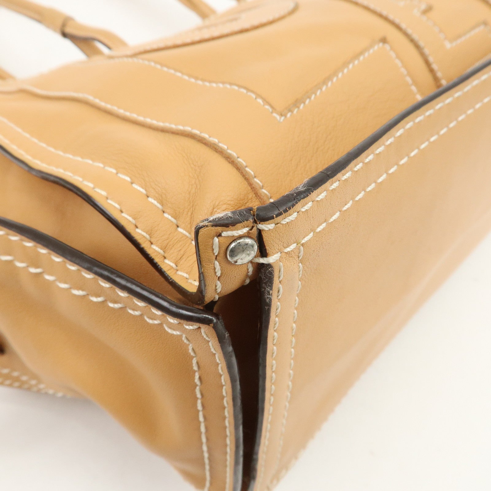 LOEWE Anagram Leather Shopper Tote Bag Hand Bag Light Brown