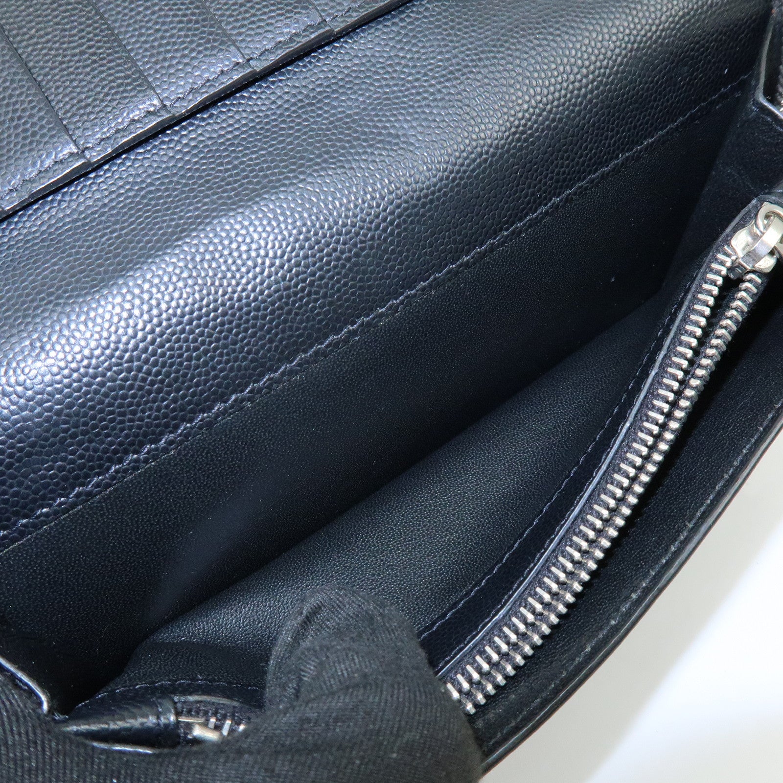 SAINT LAURENT PARIS Leather Round Zippy Long Wallet Black