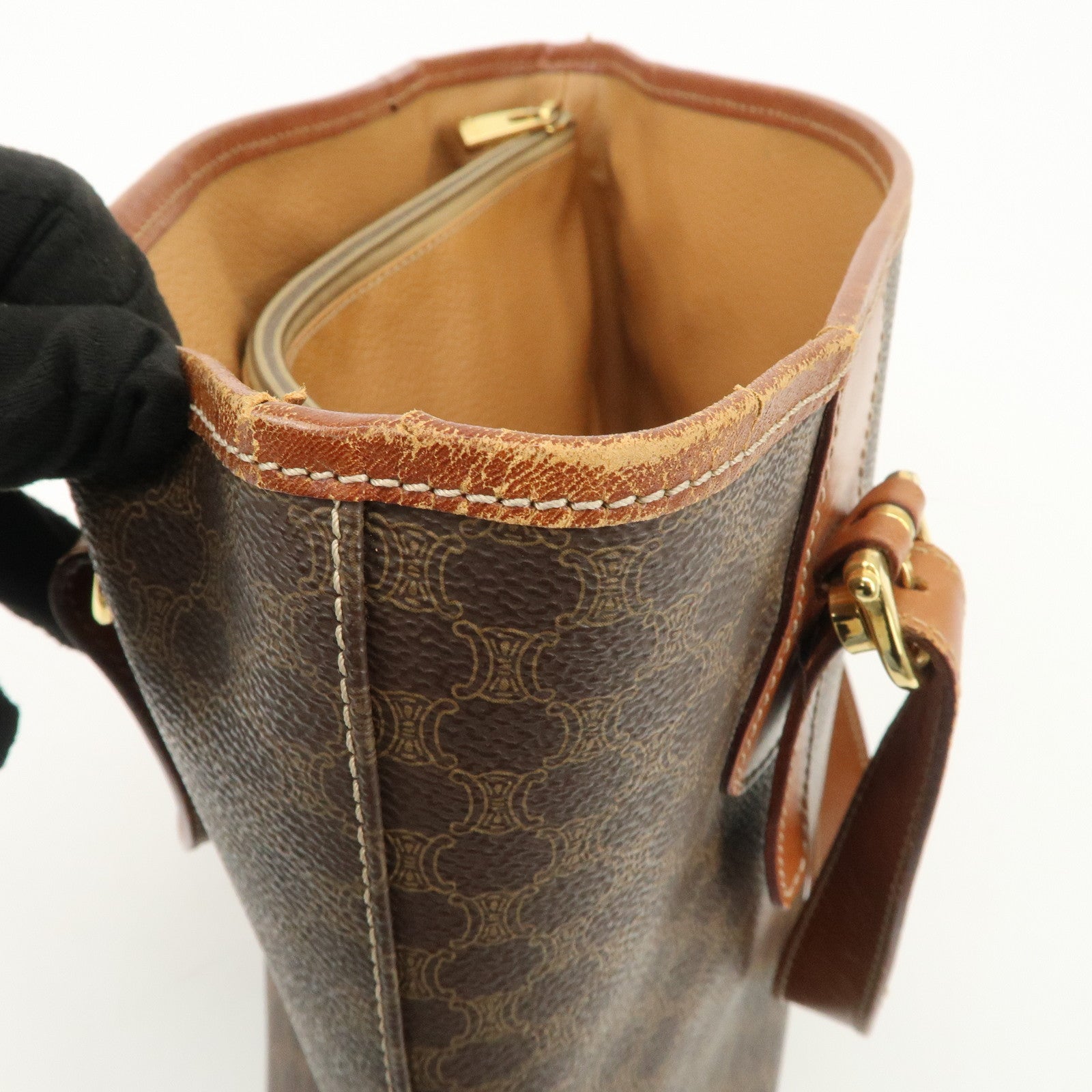 CELINE Macadam PVC Leather Shoulder Bag Tote Bag Brown