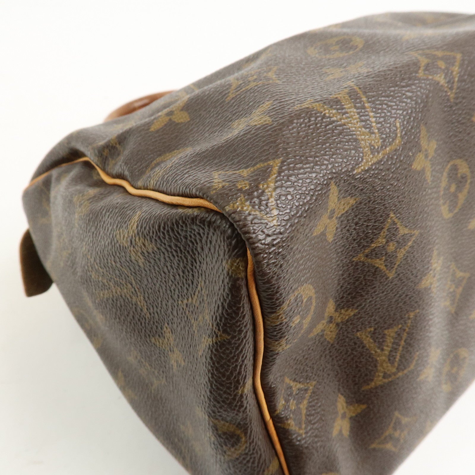 Louis Vuitton Monogram Canvas Leather Speedy 25 Boston Bag Brown M41528
