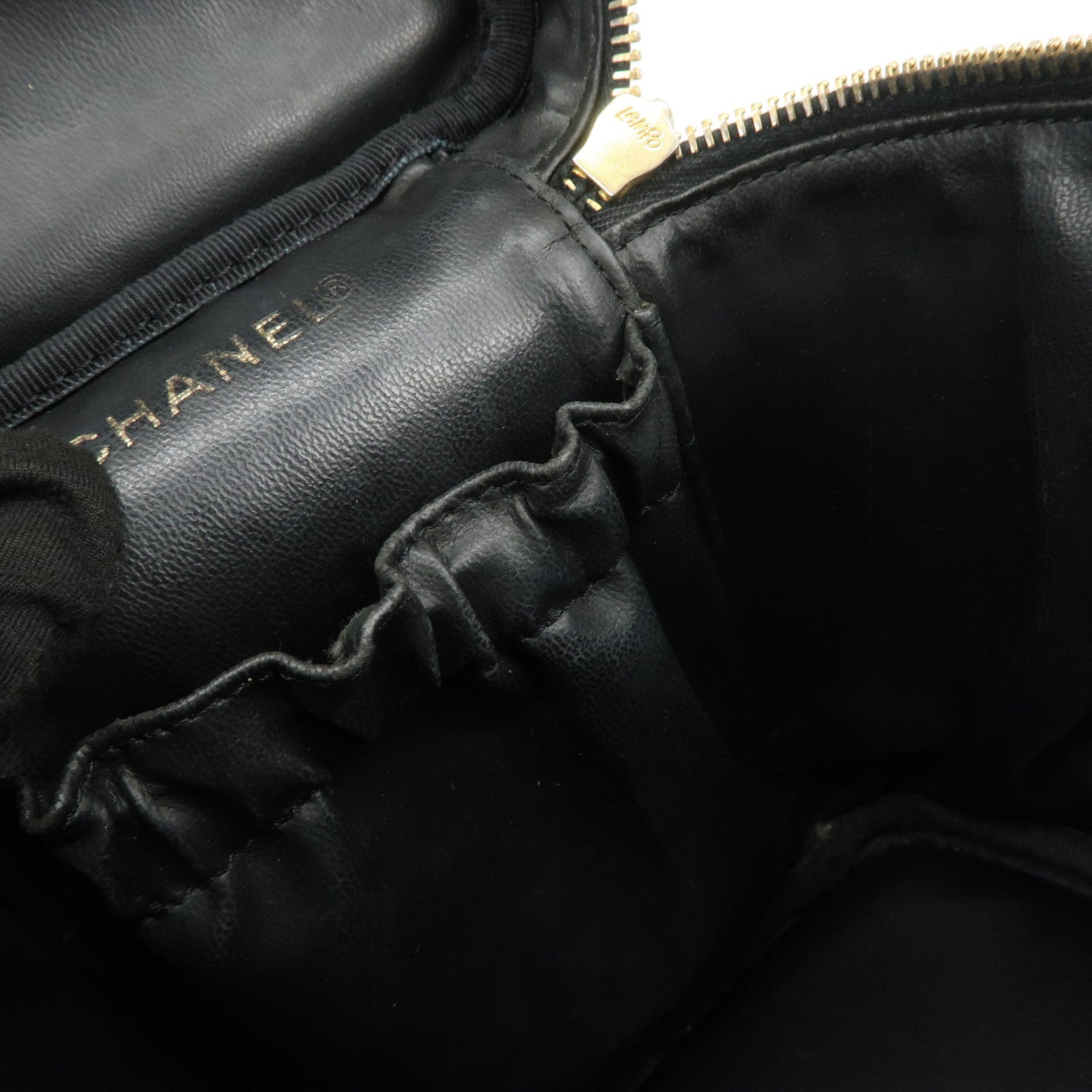 CHANEL COCO Mark Caviarskin Vanity Bag Hand Bag Makeup Bag A01998