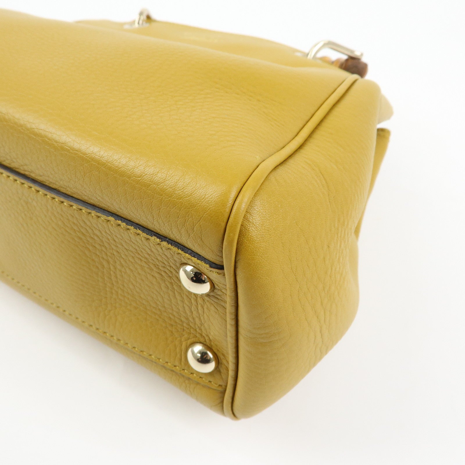 GUCCI Bamboo Leather 2Way Bag GUCCI 50years in Japan Mustard 336032