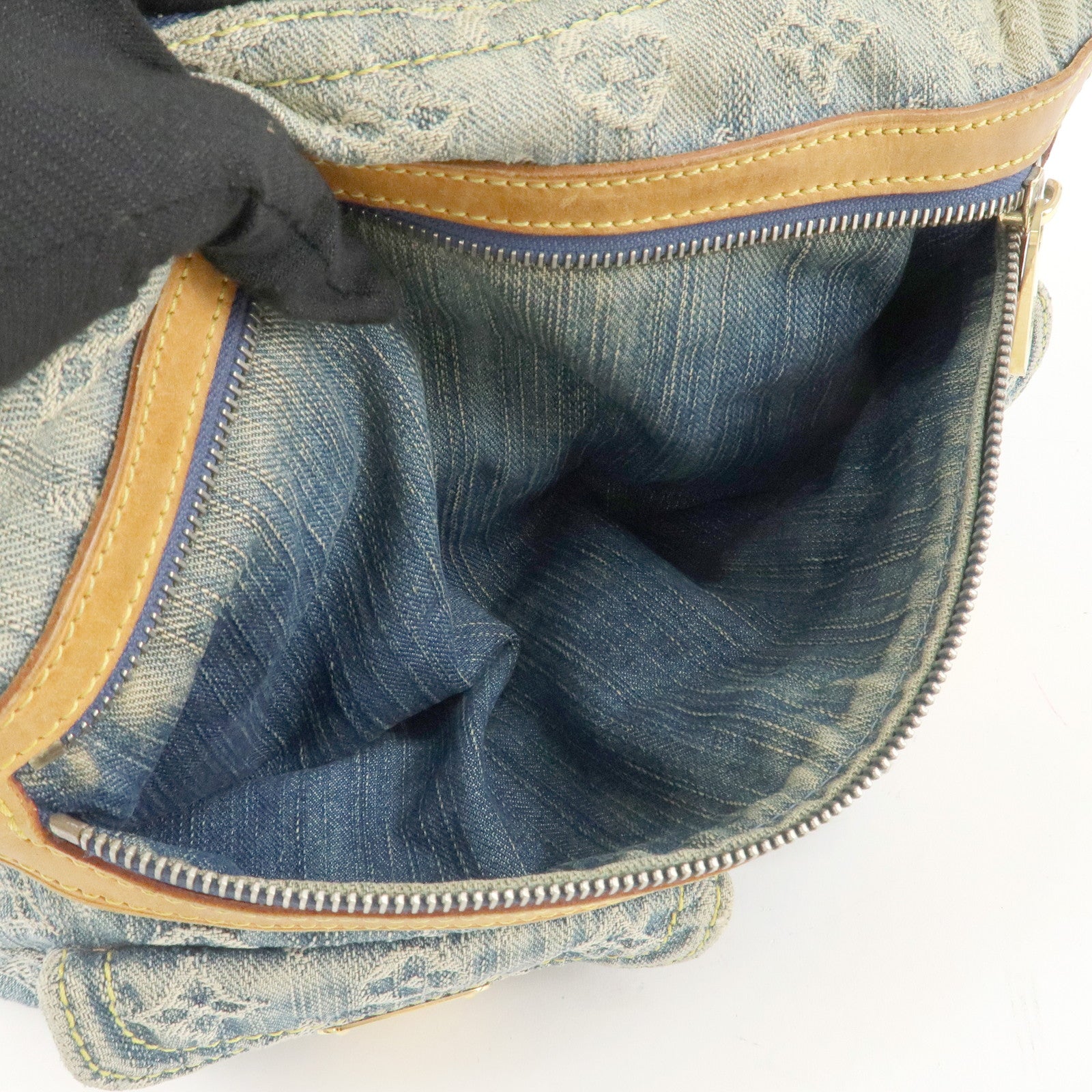 Louis Vuitton Monogram Denim Baggy PM 2Way Shoulder Bag Blue M95049 Used