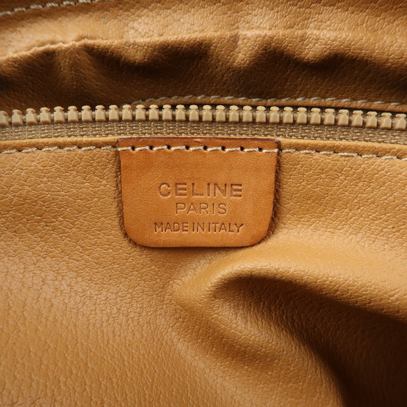 CELINE Macadam PVC Coated Canvas Leather Clutch Bag Pouch Brown