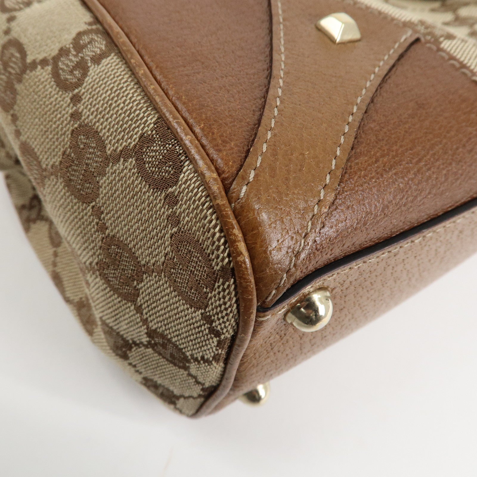 GUCCI New Jackie GG Canvas Leather Shoulder Bag Brown 124407 Used